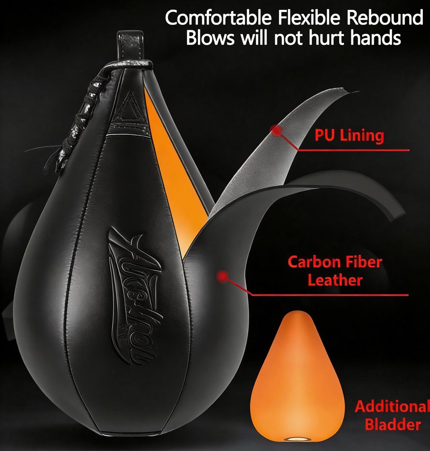 Speed Bags for Boxing Leather Training Reflex Bag Pear Shaped Punching Bag Reaction Venting Ball Speedbag for Teens Adults Boxing Coaches