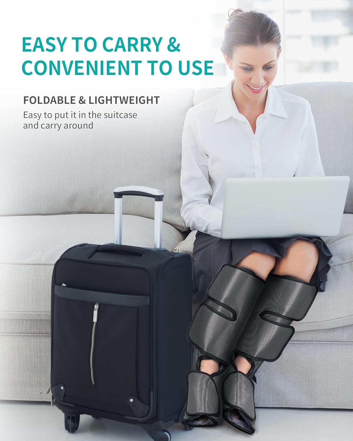 Nekteck Leg Compression Massager for Circulation and Relaxation, FSA Eligible Foot and Calf Massage Machine 2 Modes 3 Intensities with Hand-held Controller for Pain Relief, HSA Adjustable Leg Wraps