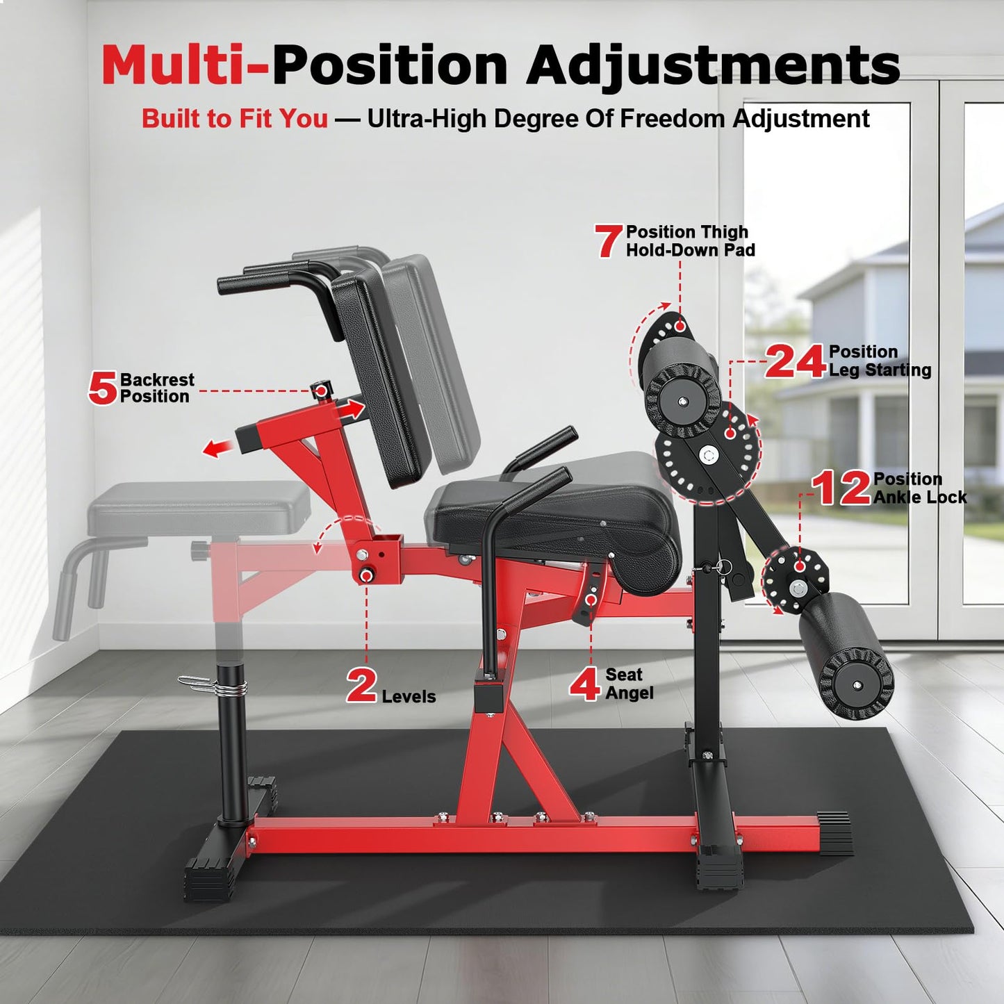XDDIAS Leg Extension and Curl Machine, Adjustable Seated/ Lying Leg Exercise Machine for Home Gym, 1000LB Plate-Loaded Leg Workout Equipment with Thigh Hold-Down Pad, Extended Sleeve Fit 1''/2'' Plate