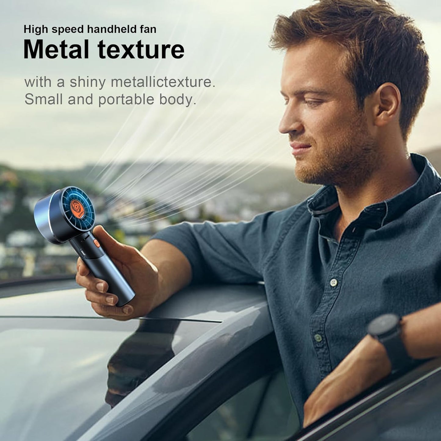 Skiennix Portable Handheld Fan - Powerful 7000RPM Turbo Motor | USB Rechargeable for Travel & Outdoor (Black)