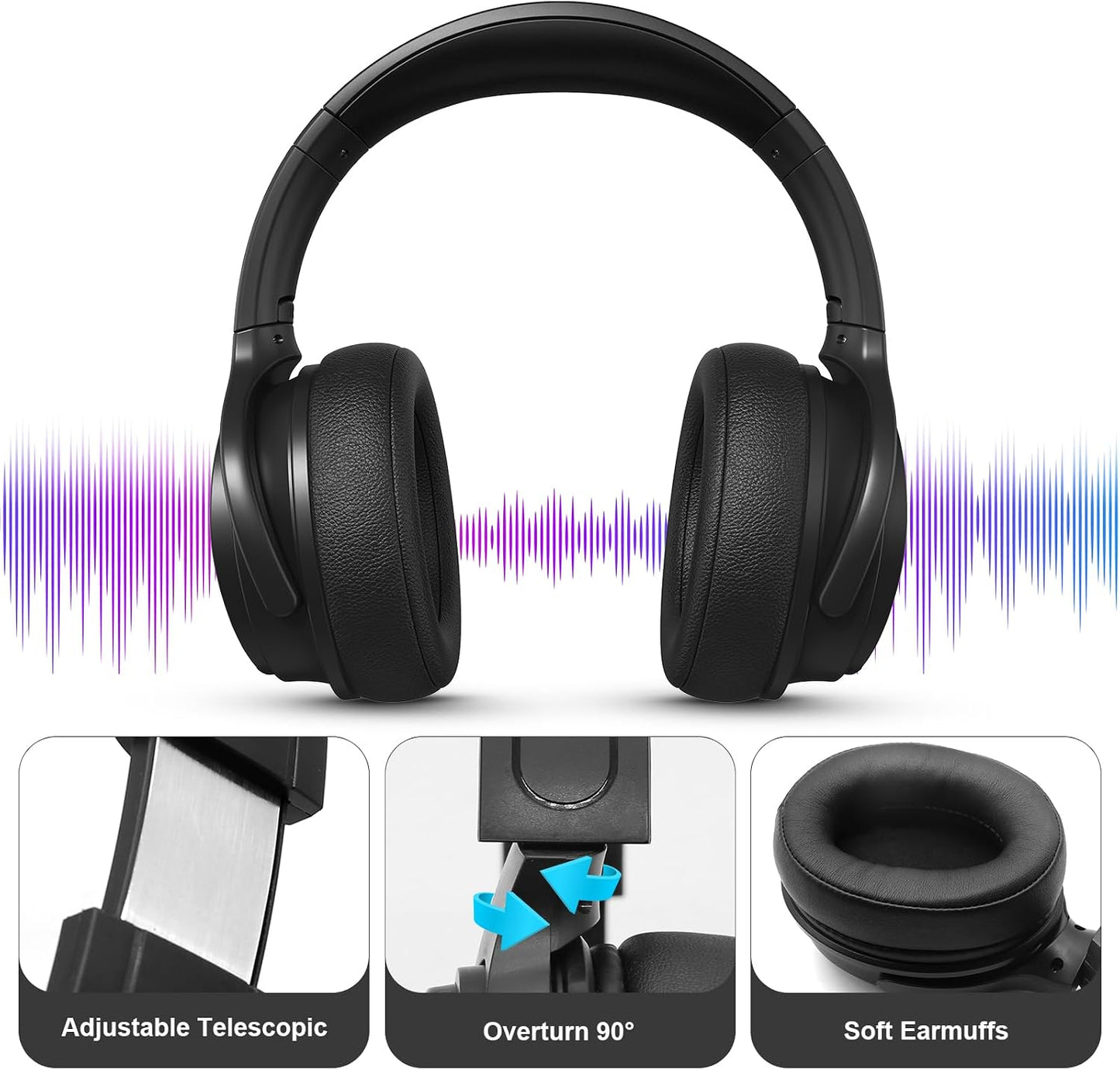 100SEASHELL 3.5mm Audio(19FT) Long Cord Tv Headphones for Seniors with Volume Control Wired Over The Ear Headphone