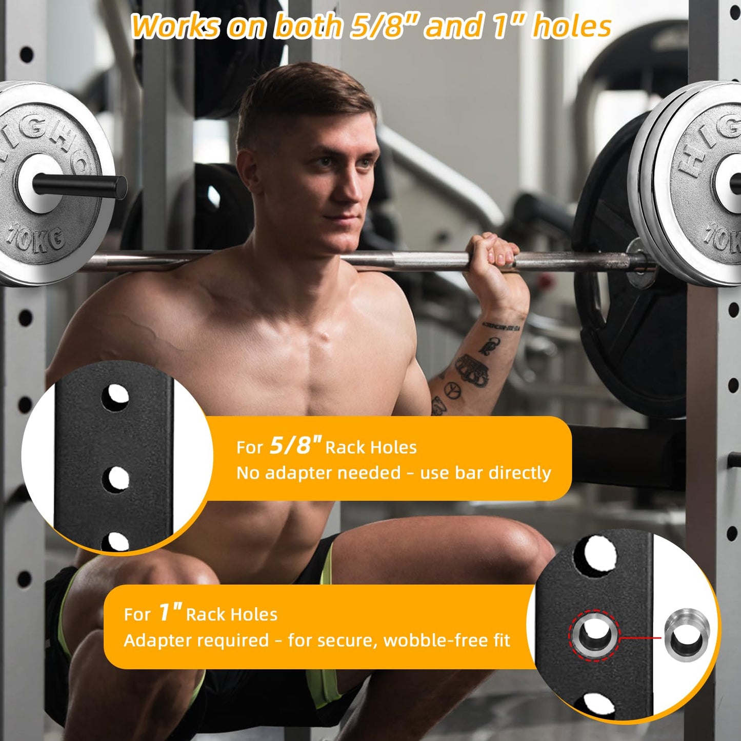 Weight Plate Holder for Power Rack Attachment, Squat Rack Weight Storage for 1 inch Olympic Weight,Compatoble with 2x2, 2x3, 3x3 Power Cage, Fit 1"and 5/8" Hole (3×3)
