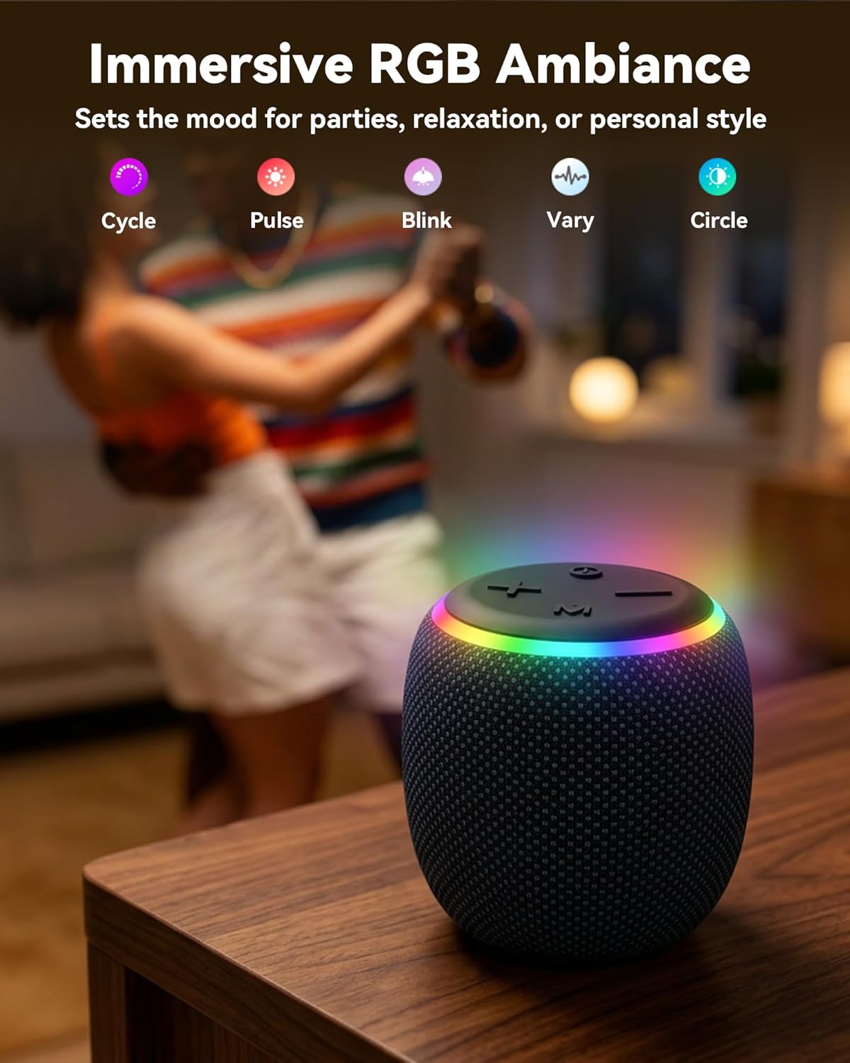 BassBloom 3 IPX6 12W 5.4, Room Portable Bluetooth Speaker, Waterproof, TWS Pairing, Powerful Stereo Sound with RGB