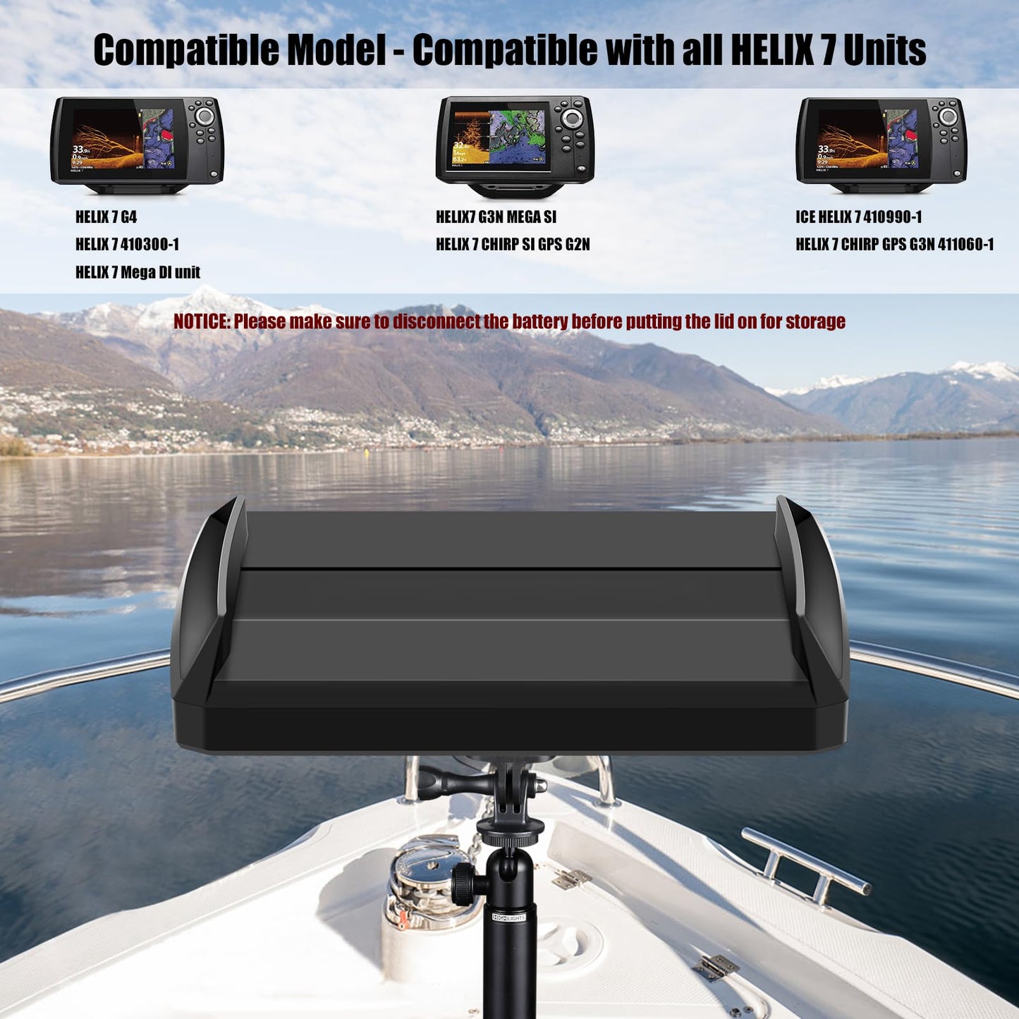 Helix7 Cover- Heavy Duty Fish Finder Sun Cover,Helix 7 Cover Straps Neoprene Screen Protector for 780036-1 UC H7 PR,Fits Most of Helix 7 Series,Professional Protection from Sun/Weather Damage-Black1