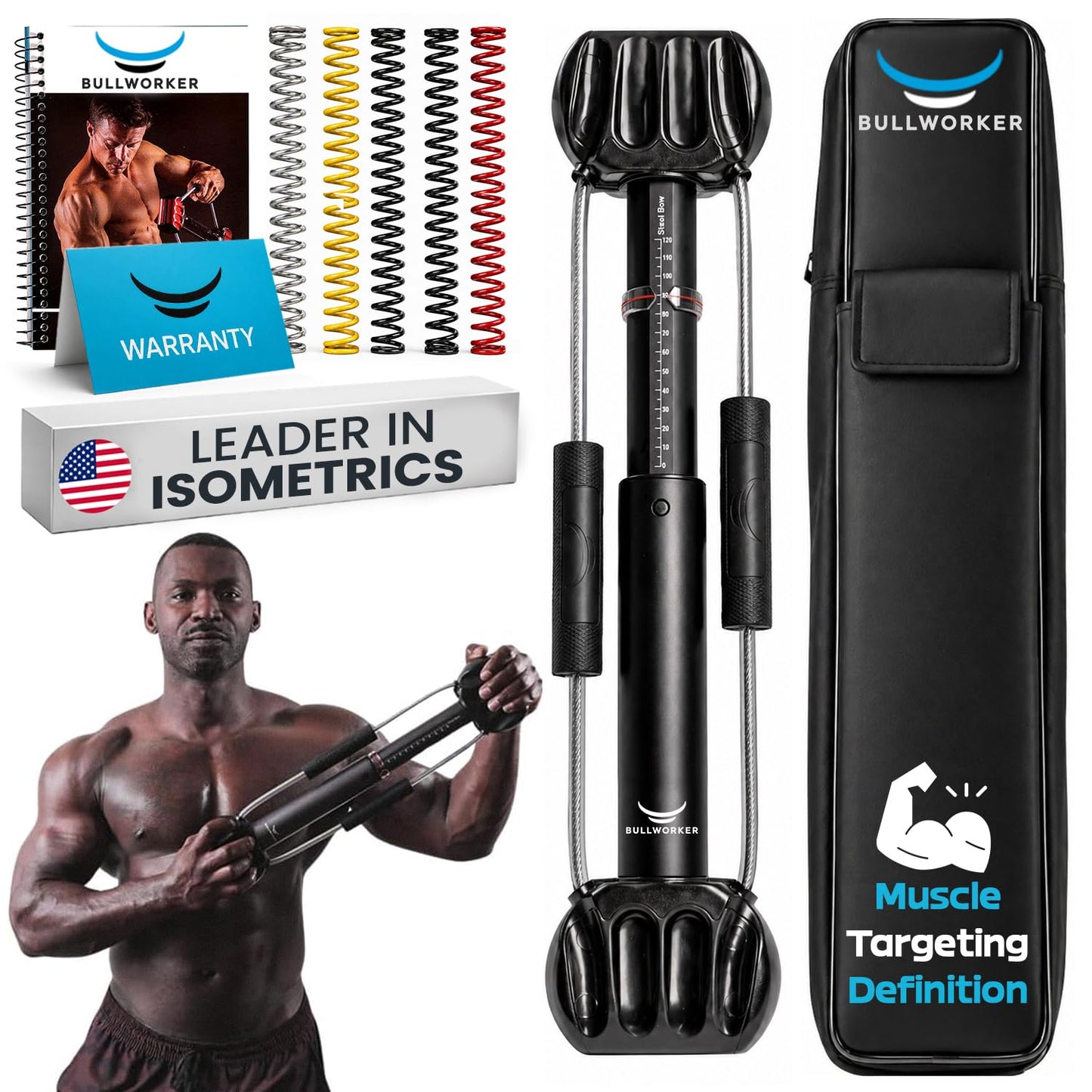 Bullworker Steel Bow 20" - Portable Home Gym Equipment & Isometric Exercise Equipment for Arms, Chest, Back, Shoulders, Core, Biceps, Triceps, Abs - Strength Training Equipment