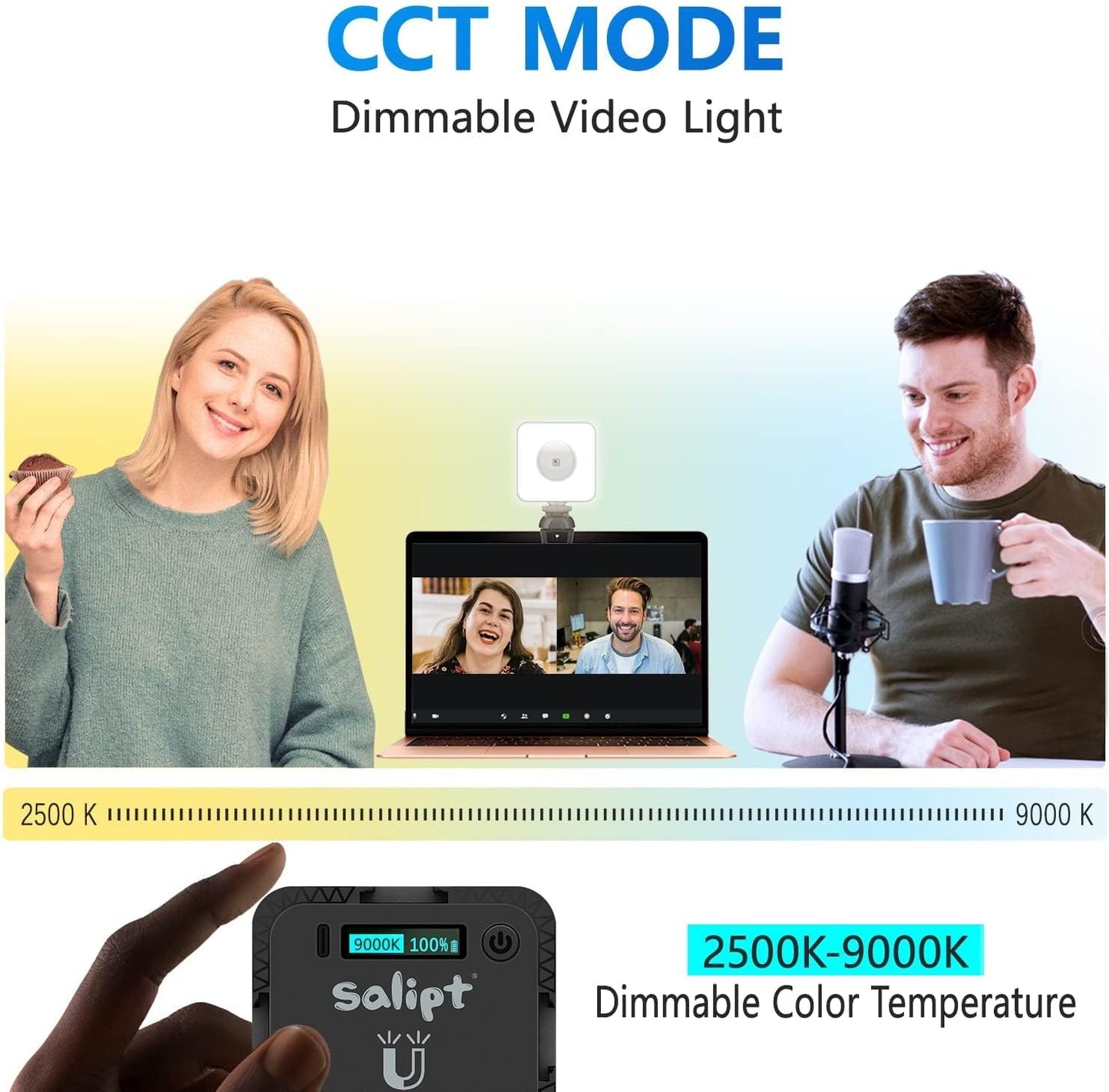 Sunset 360 Full-Color2000mAh Projection Lamp, RGB Video Light, LED Camera Light Rechargable, Magnet Adsorption, Night