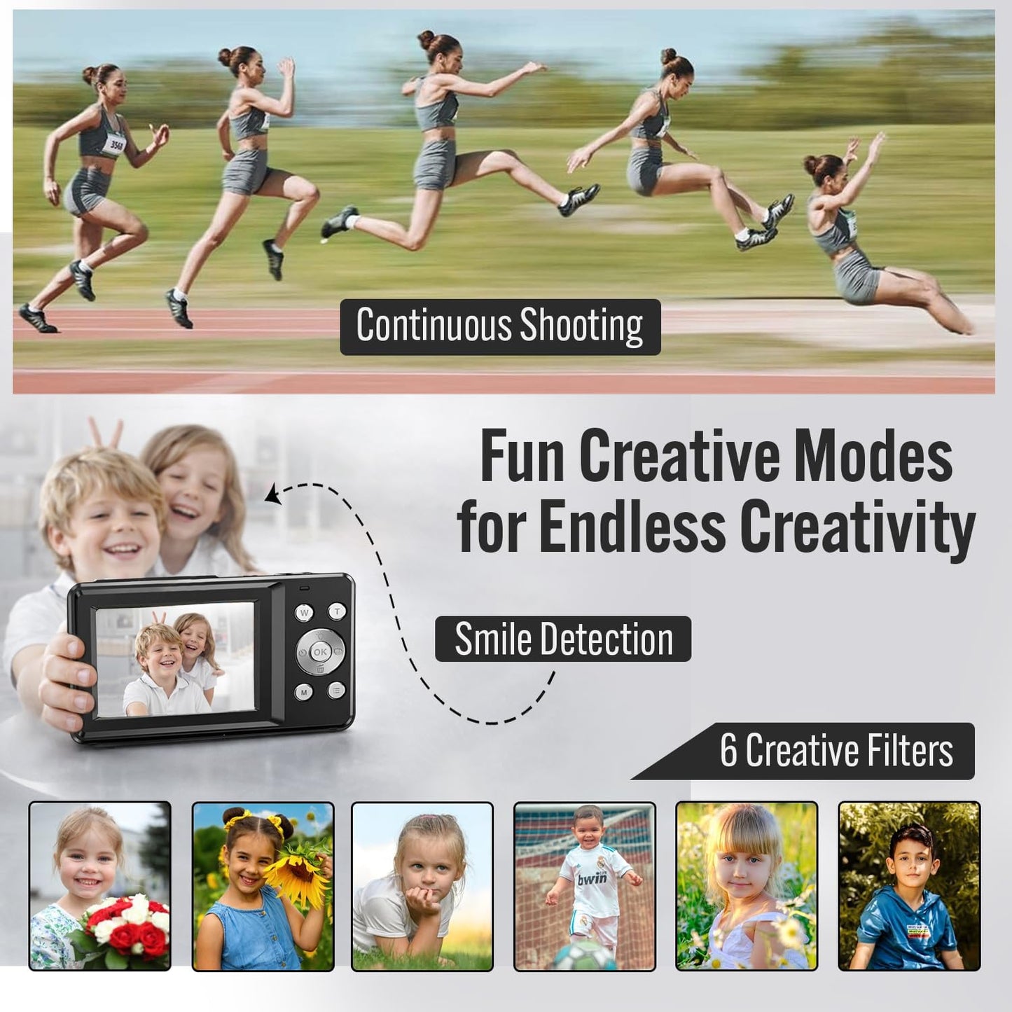 DILTEX 4K 48MP 18X 32GB Digital Camera for Teens with Autofocus and Dual Screen for Selfies Zoom, Built-In Fill Light