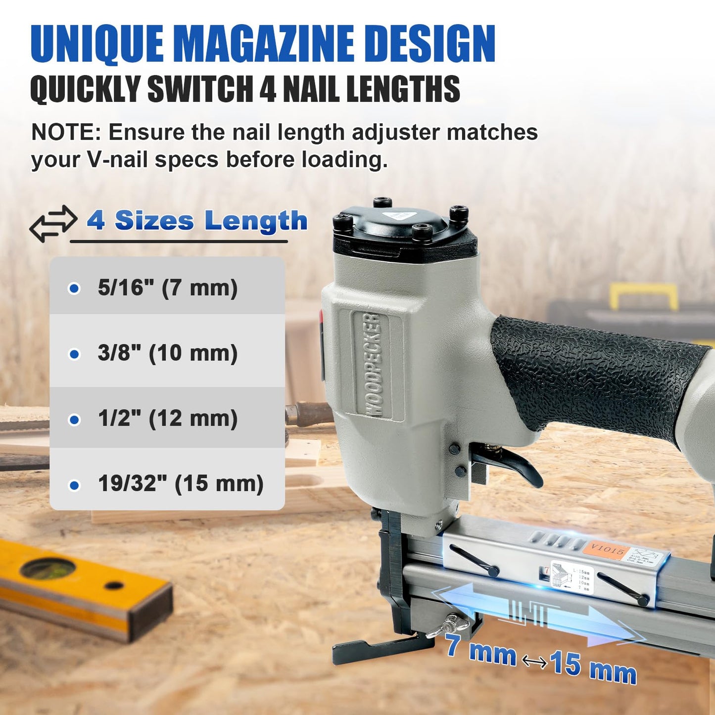 Woodpecker V1015 Pneumatic Picture Frame V Nailer Kit with 3/8'' V Nails × 4,000PCS