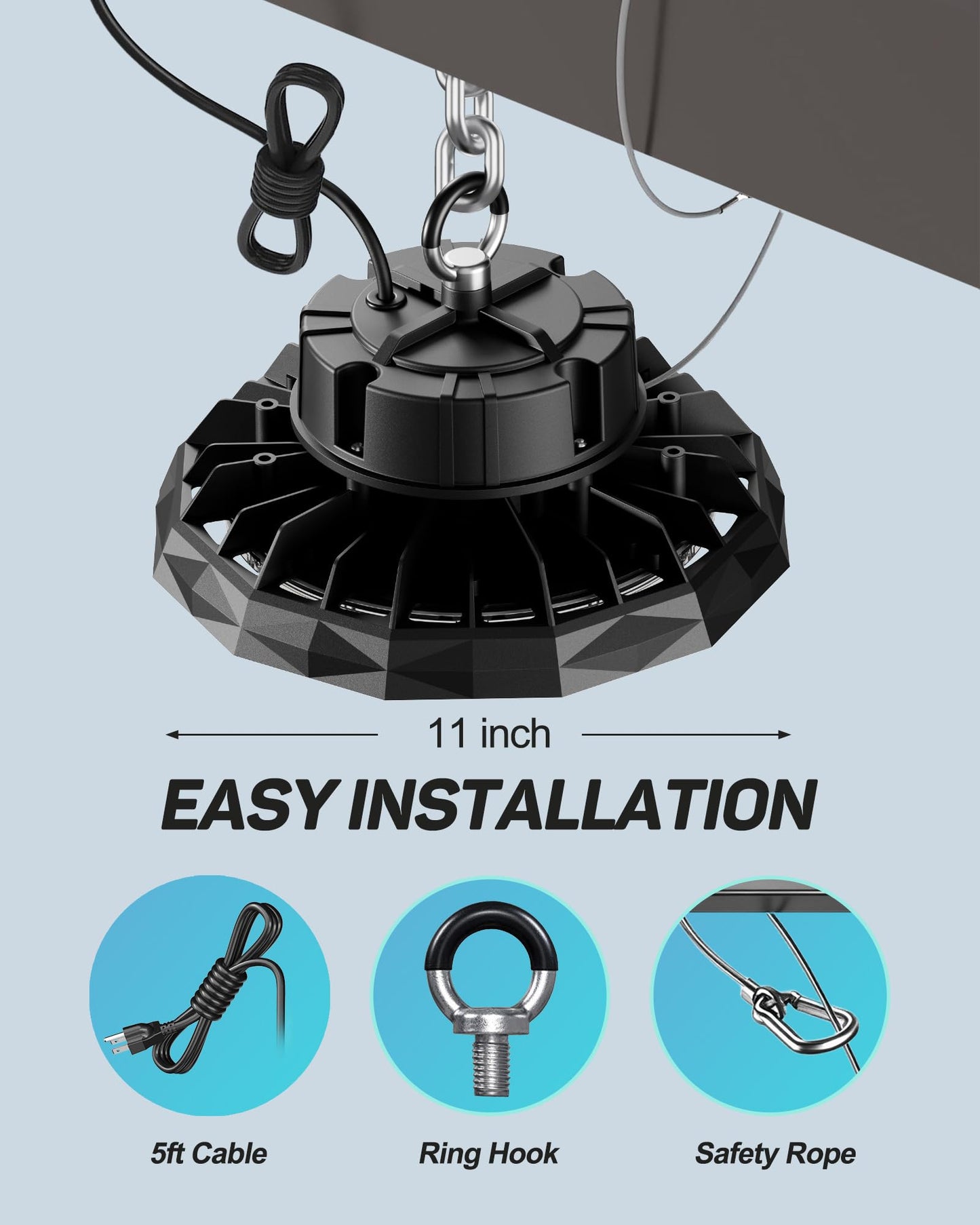 THELUX 200W Super Bright UFO LED High Bay Light 30000lm 5000K AC100-277V High Bay LED Shop Lights for Warehouse Factory Commercial Bay Lighting with Plug and Play Easy Installation 6Pack