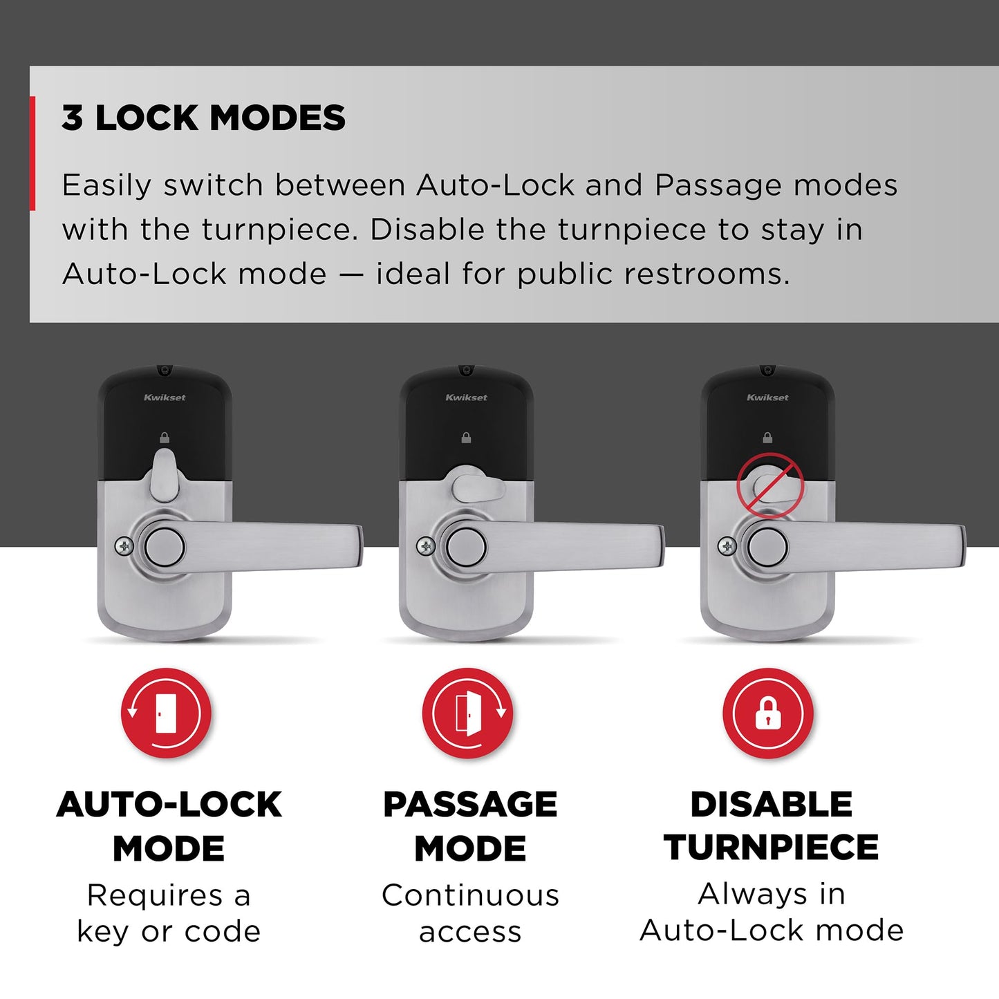 Kwikset SmartCode 955 Light Commercial 10-Button Keypad Satin Chrome Electronic Kingston Lever, Featuring Convenient Keyless Entry, 3-Year Battery Life and High Traffic Durability