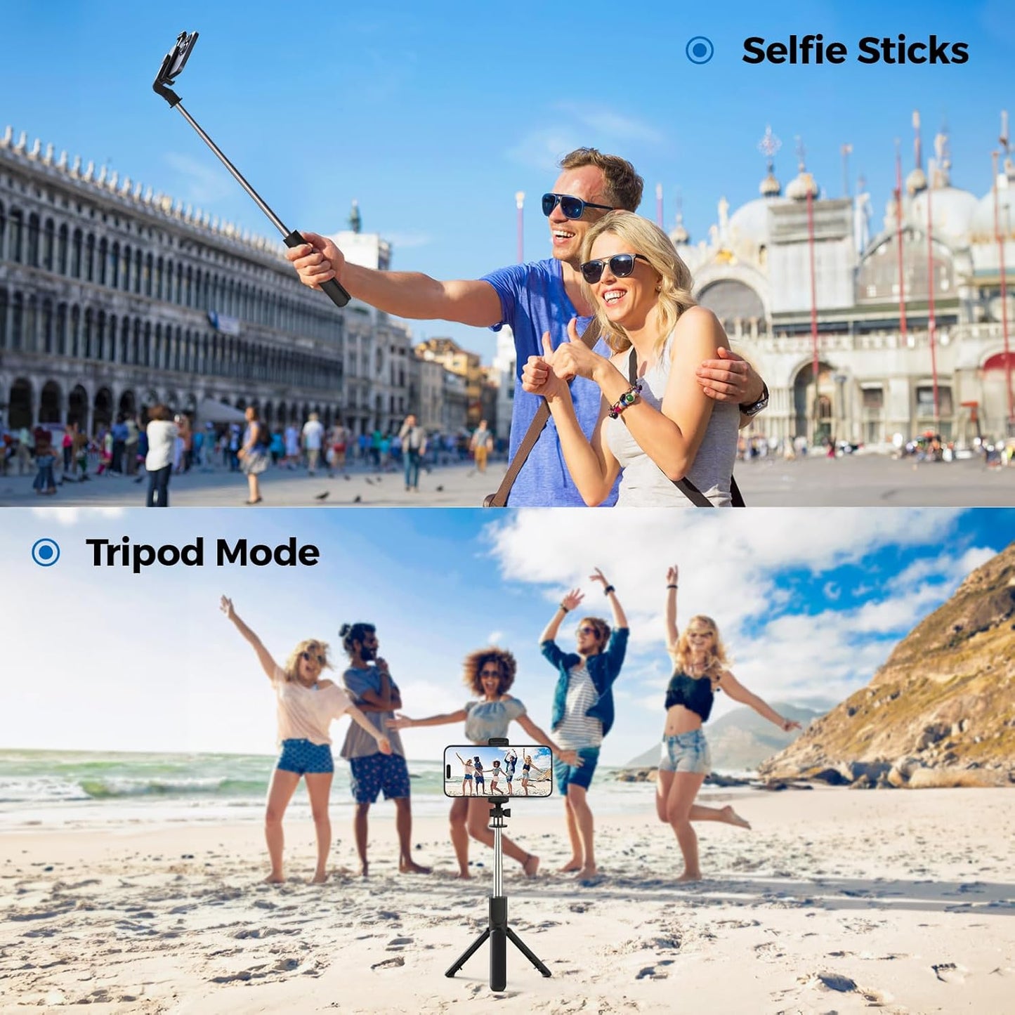 Aourxiv Selfie Stick Tripod, Retractable Selfie Stick Tripod with Wireless Remote Control, for Photograph, Live