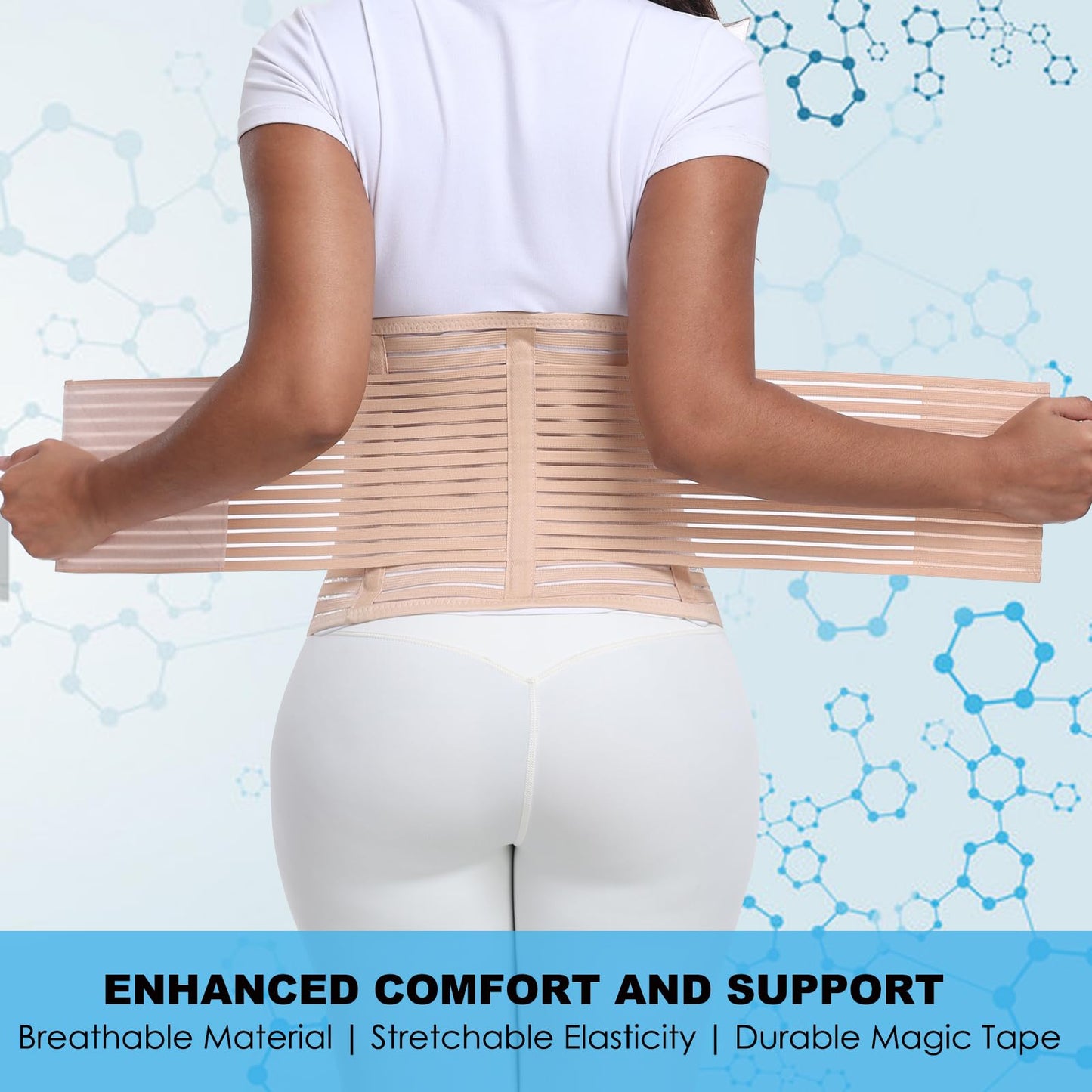 Postpartum & Post Surgery Abdominal Binder. Postpartum Belly Band Support Recovery after C-Section, Natural Birth, Hysterectomy, Hernia Belt (Beige,L)