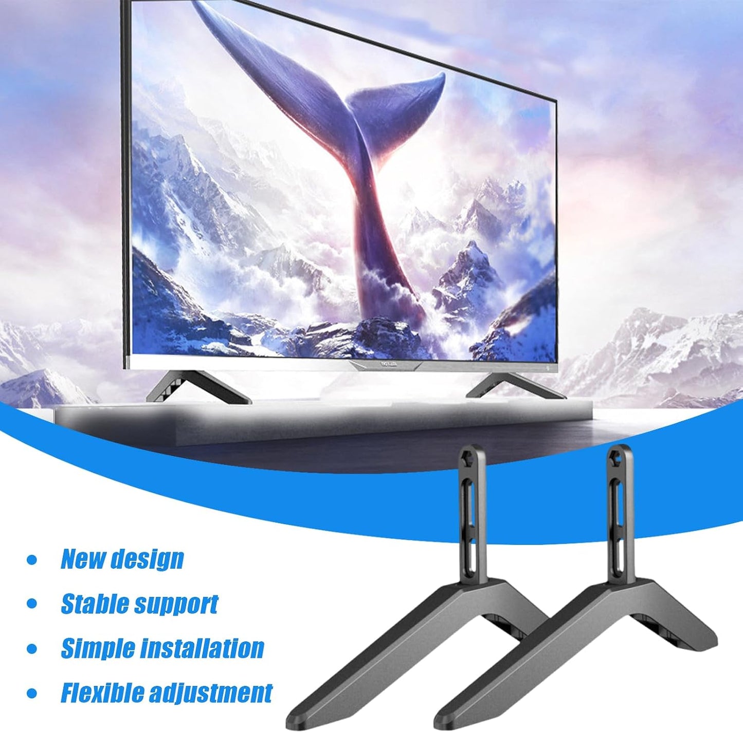 Generic 3265 Inch TV Base Feet Universal Stand Legs, Adjustable Support Brackets, Heightening Mount | Stable Upgraded