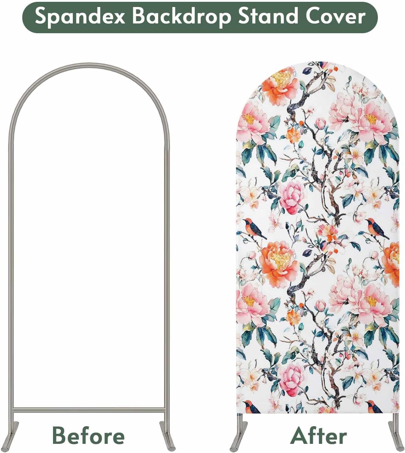 Jnbasdffb 6.6 Floral Blossom Wedding Arch Cover,Stretchy Spandex Arch Backdrop Stand Covers FT,Farmhouse Oil Painting