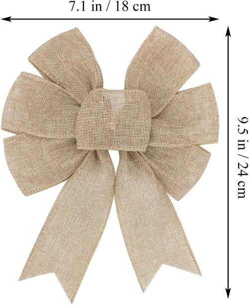 Burlap Wreath - Rustic Jute Bow Christmas Tree Topper Ornament | Perfect for Weddings & Holiday Decor