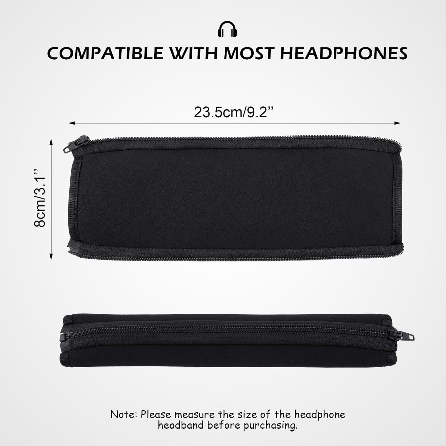 BlingKingdom Zippered Headband Cover for Headphones - Black