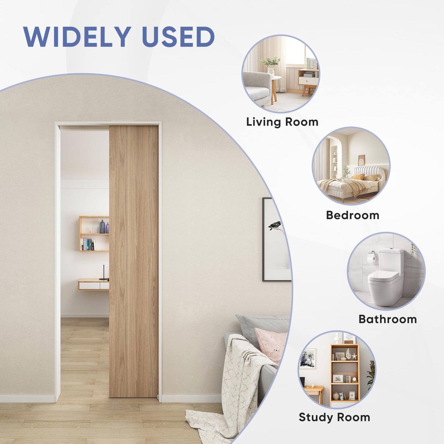 JUBEST 8FT Commercial Grade Pocket Door Hardware and Track Set, Sliding Door Hardware 92", Durable and Smoothly, Easy to Install
