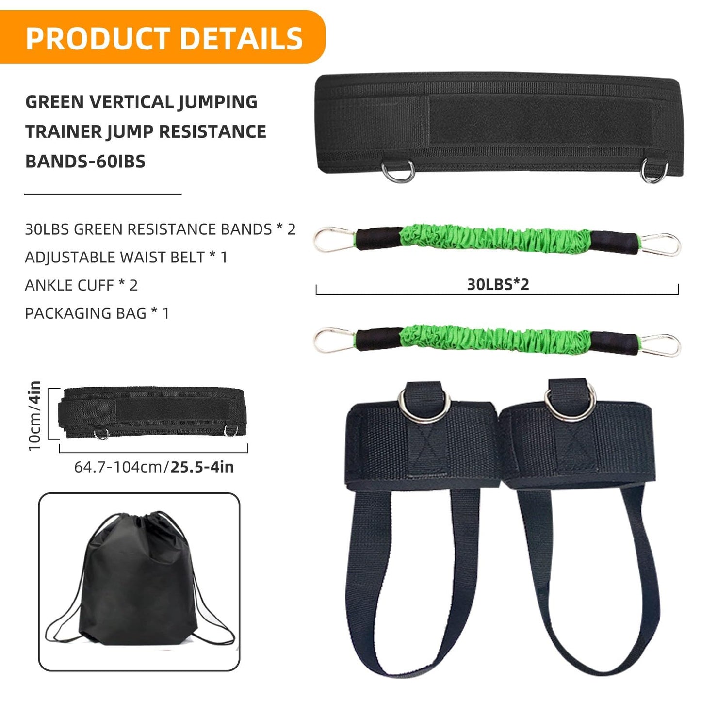 OYINDIZ Vertical Jump Trainer, Resistance Bands Set for Leg and Thigh, Strength Agility Power Exercise Basketball Volleyball Football Tennis Training Equipment