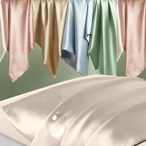 Mulberry Silk Pillowcase - Anti-Acne Cooling Beauty Sleep | Queen Size Natural Silk Satin, Beige