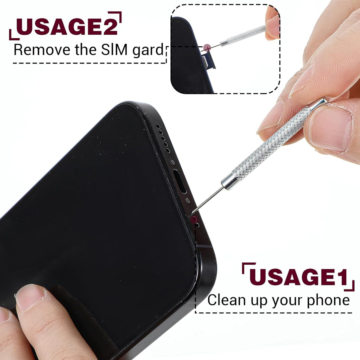AOZUO 16 Pcs SIM Card Removal Pin, SIM Card Tray Ejector Pins Removal Opening Tool Watch Chain Link Remover Pin Tools