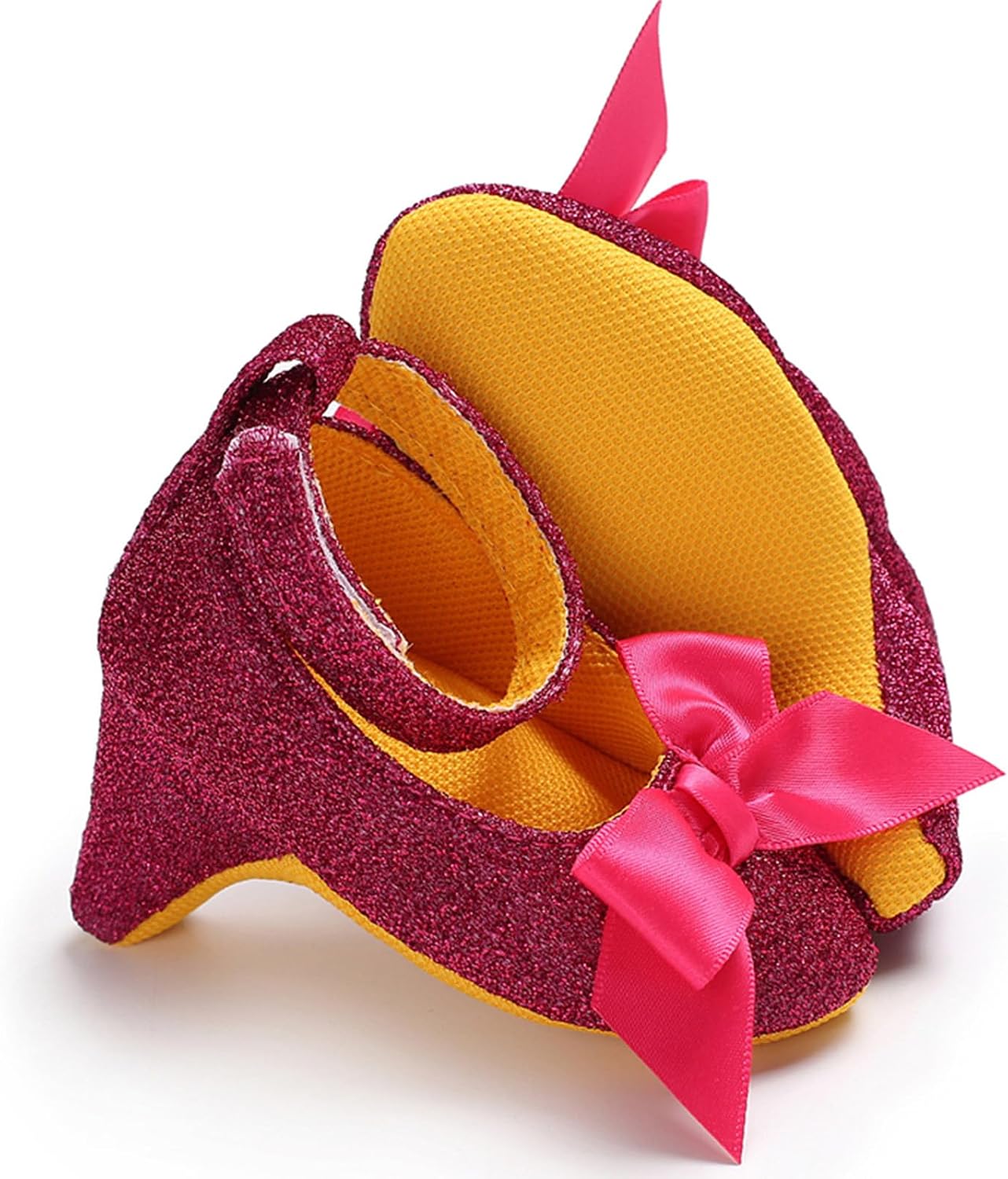 Doloame Baby Girls Princess High Heels with Cute Bowknot Soft Sole Crib Shoes Newborn Photography Props