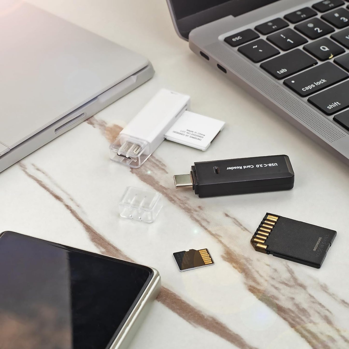 Wansurs 5Gbps 2-in-1 MMC, RS-MMC, Micro SD Card Reader, USB C Memory Card Reader for Digital Camera, SD Card Viewer