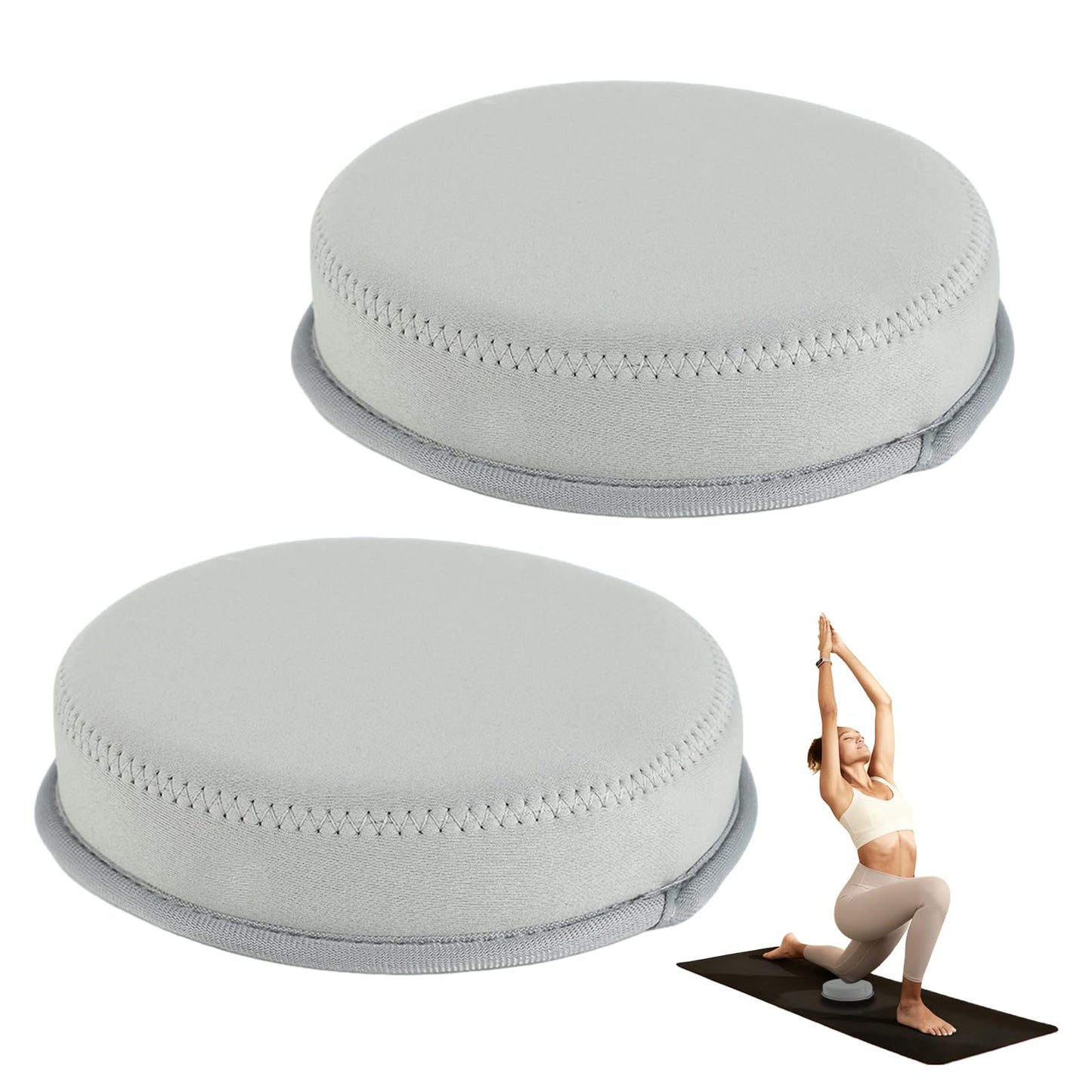ECOESPTI Yoga Knee Pad, 1.57 Inch Thick, Memory Foam and EPE Foam, for Knees Elbows Wrist Hands Head Yoga Pilates Work Out Kneeling Pad, Exercise Mat, 2 Light Gray