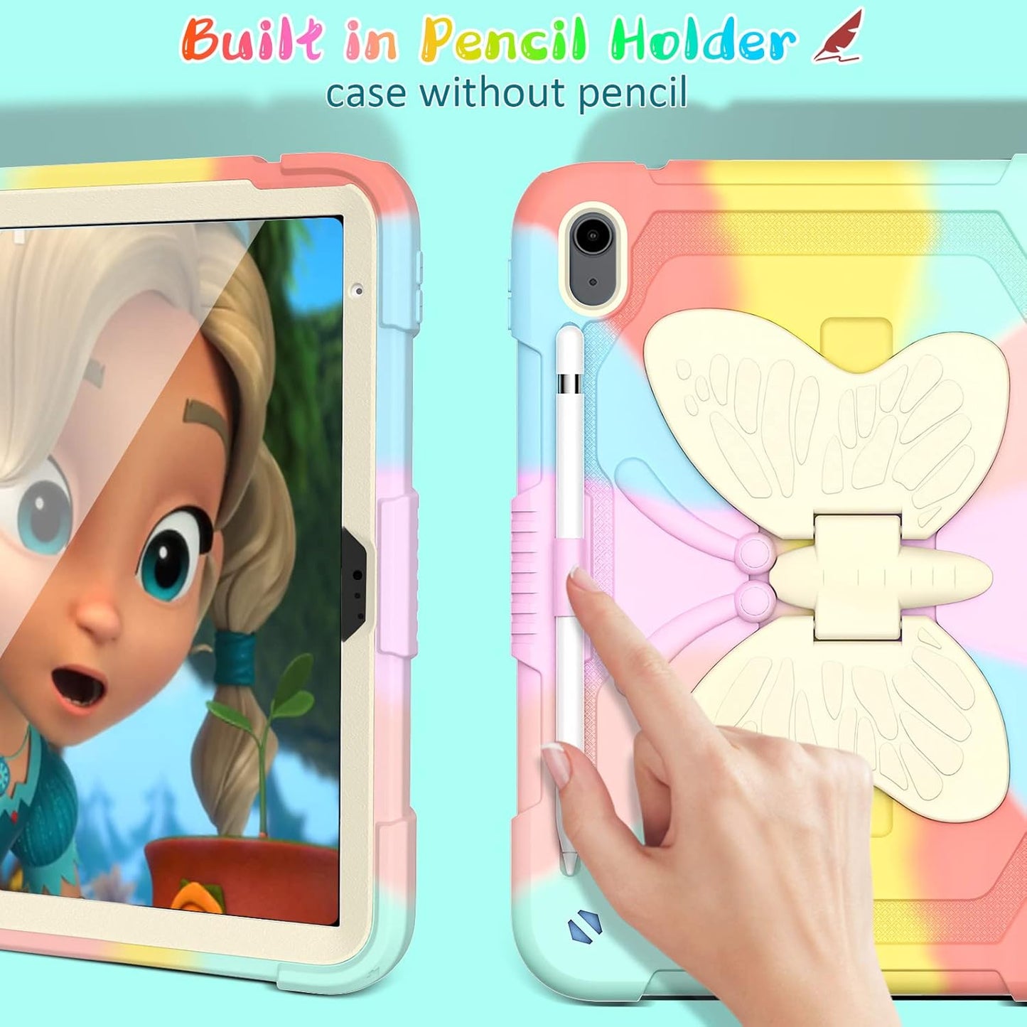 Ambison (A16) 11th/10th (2025/2022) 11''/10.9'' 9H Case for iPad Generation for Kids Girls with Tempered Glass Screen