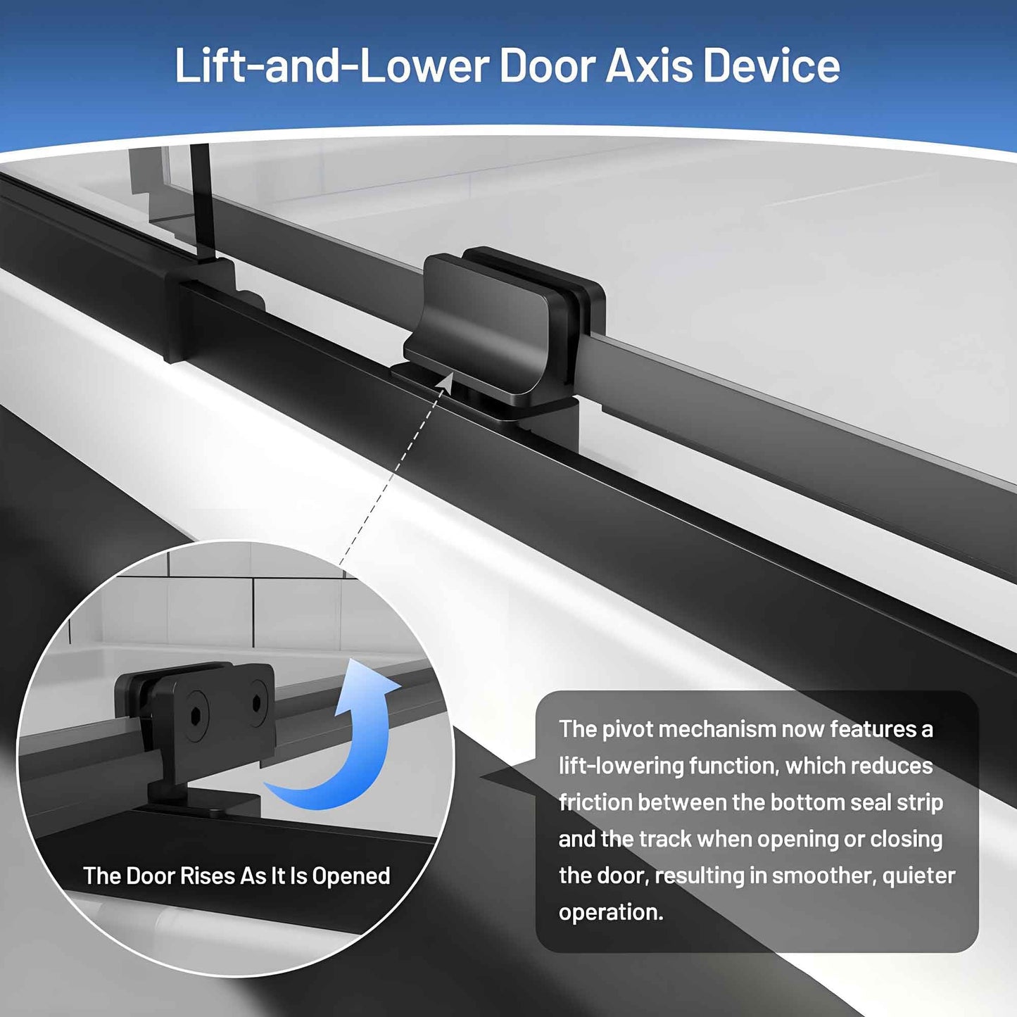 Rodkedc 56-60" W x 71" H Pivot Glass Shower Door,1/4"(6mm) Thick Clear SGCC Tempered Shower Glass Door,Matte Black Shower Door,Reversible Installation