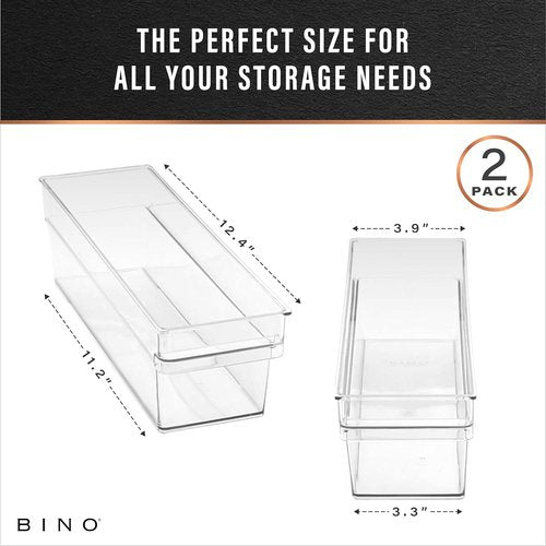 BINO Plastic Storage Bins - Shallow Multipurpose Organizer | Clear Kitchen Pantry Containers