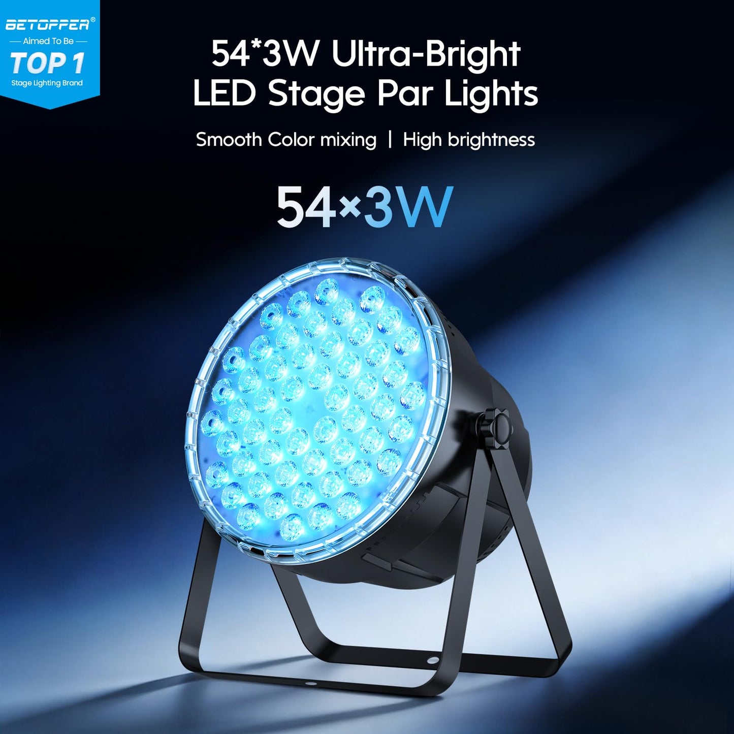 BETOPPER Par Lights with Remote Control, 54x3W LED RGB 3-in-1 Stage Lights DMX DJ Lighting Fixtures, Superior Brightness Strobe Light & Wash Light for Party, Concert, Church, Wedding, Bar,8 Pack