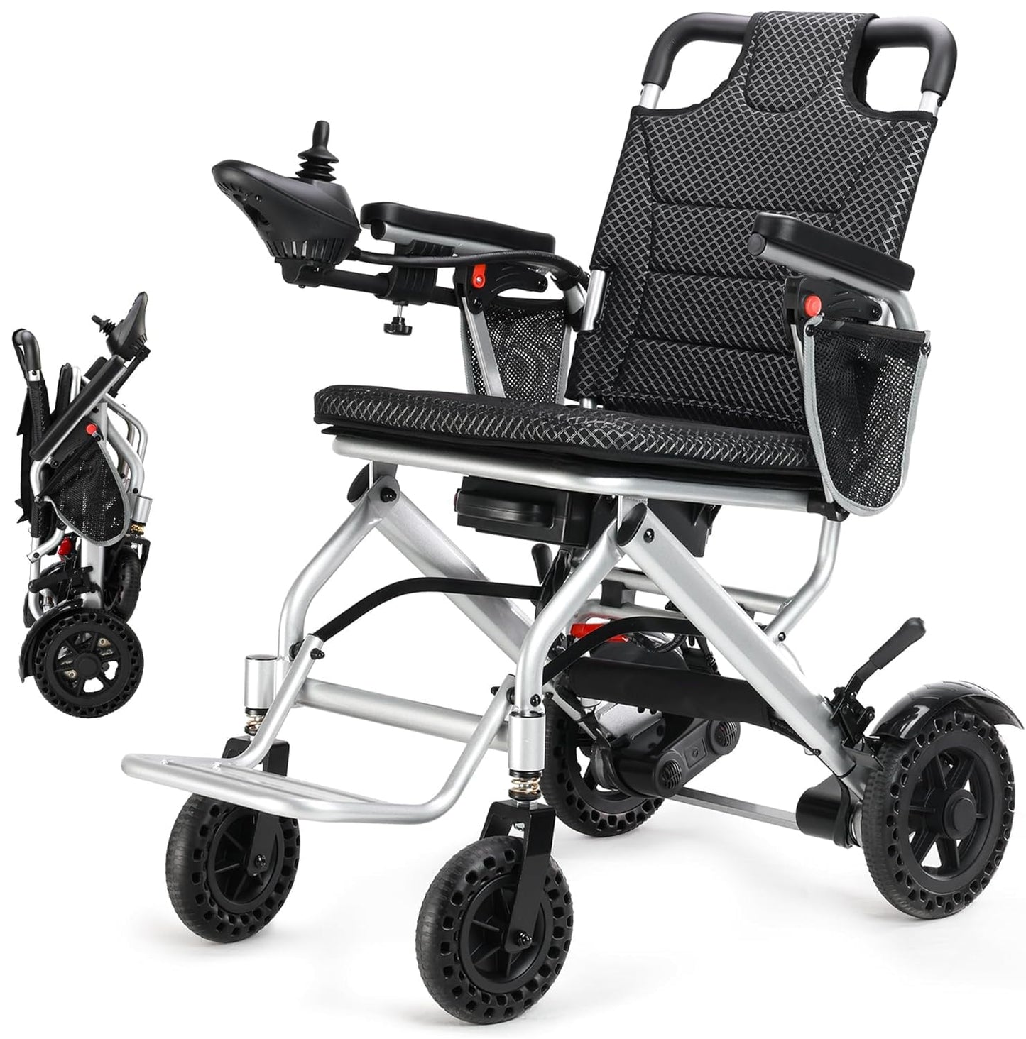 33 Lbs Lightweight Electric Wheelchair, Electric Wheelchairs for Adults Foldable, 15 Miles Range Motorized Wheelchair for Seniors, All Terrain Compact Portable Power Wheelchair, 330 Lbs Capacity