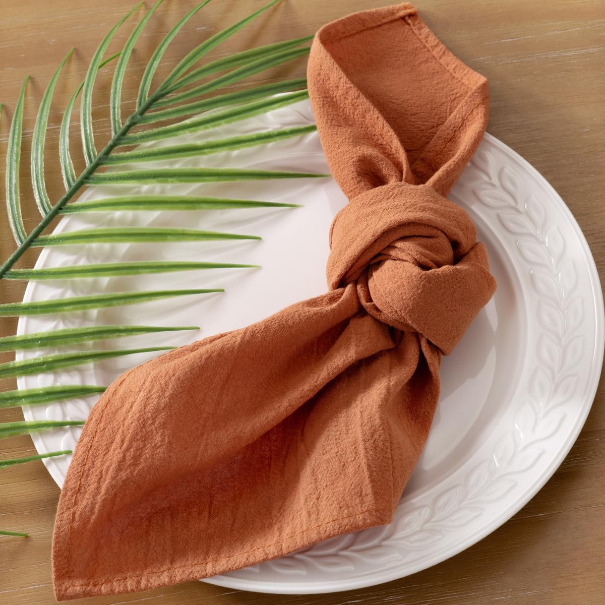 Socomi Cloth Napkins - Terracotta Washable Linen Cotton Set of 10 | 17"x17" for Weddings & Events