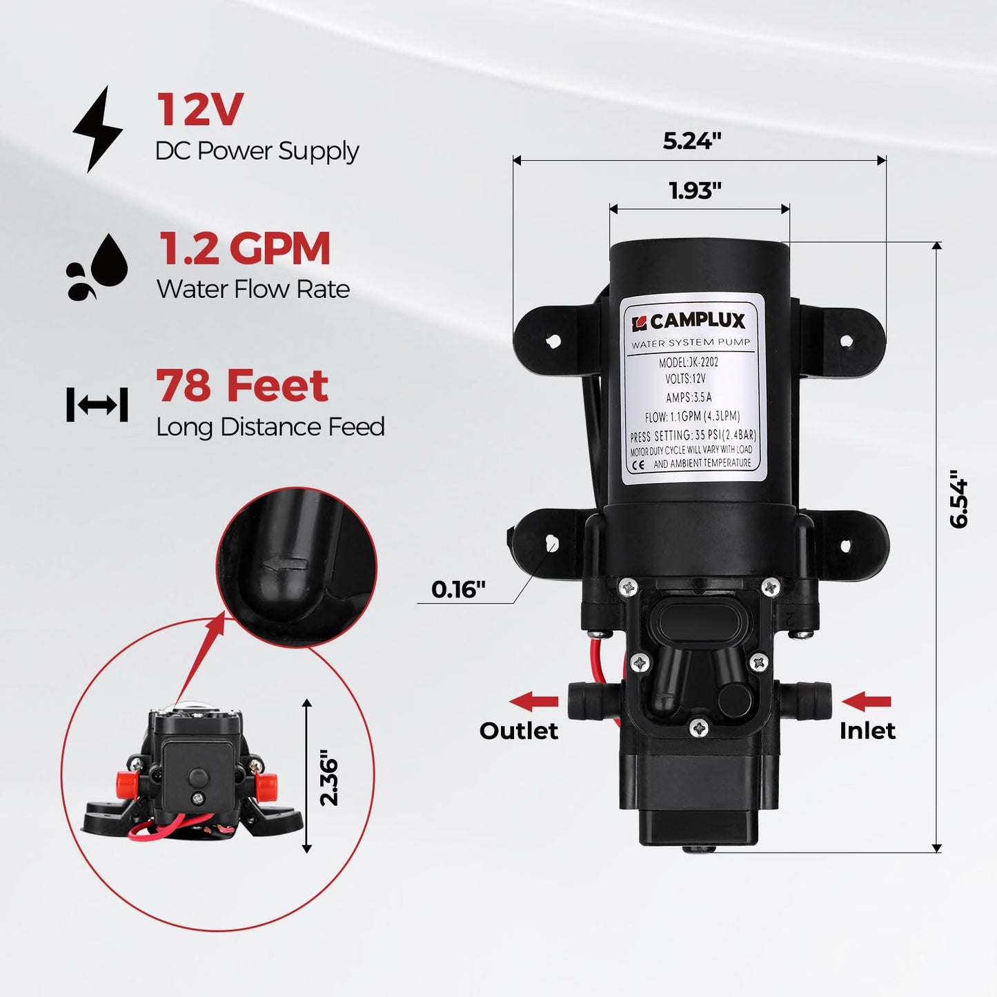 CAMPLUX 1.58 GPM Portable Tankless Water Heater with Water Pump Kit, Propane Water Heater Outdoor with 1.2 GPM Pump, 41,000 BTU, BD158P43