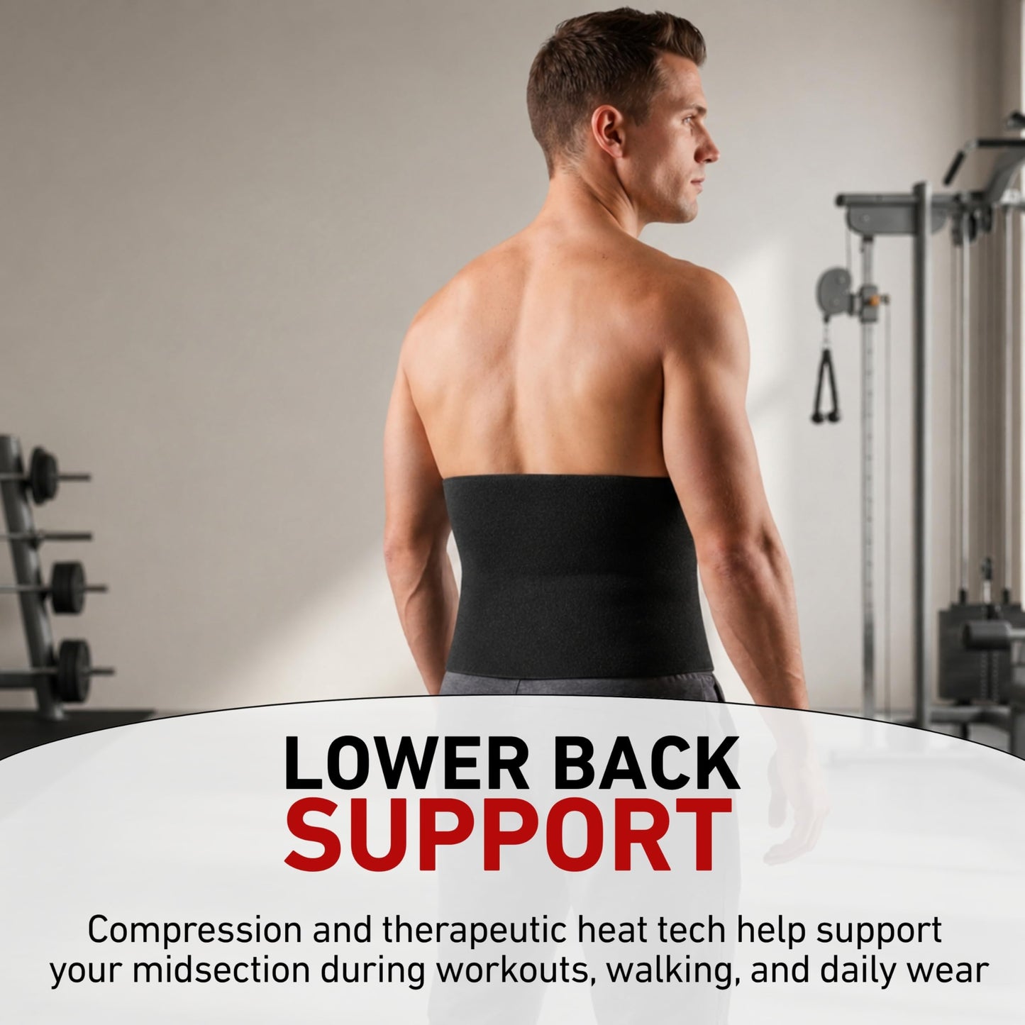 McDavid Sweat Band & Waist Trimmer Belt for Men, Back Support, Improves Posture During Workouts, Waist Trainer For Men