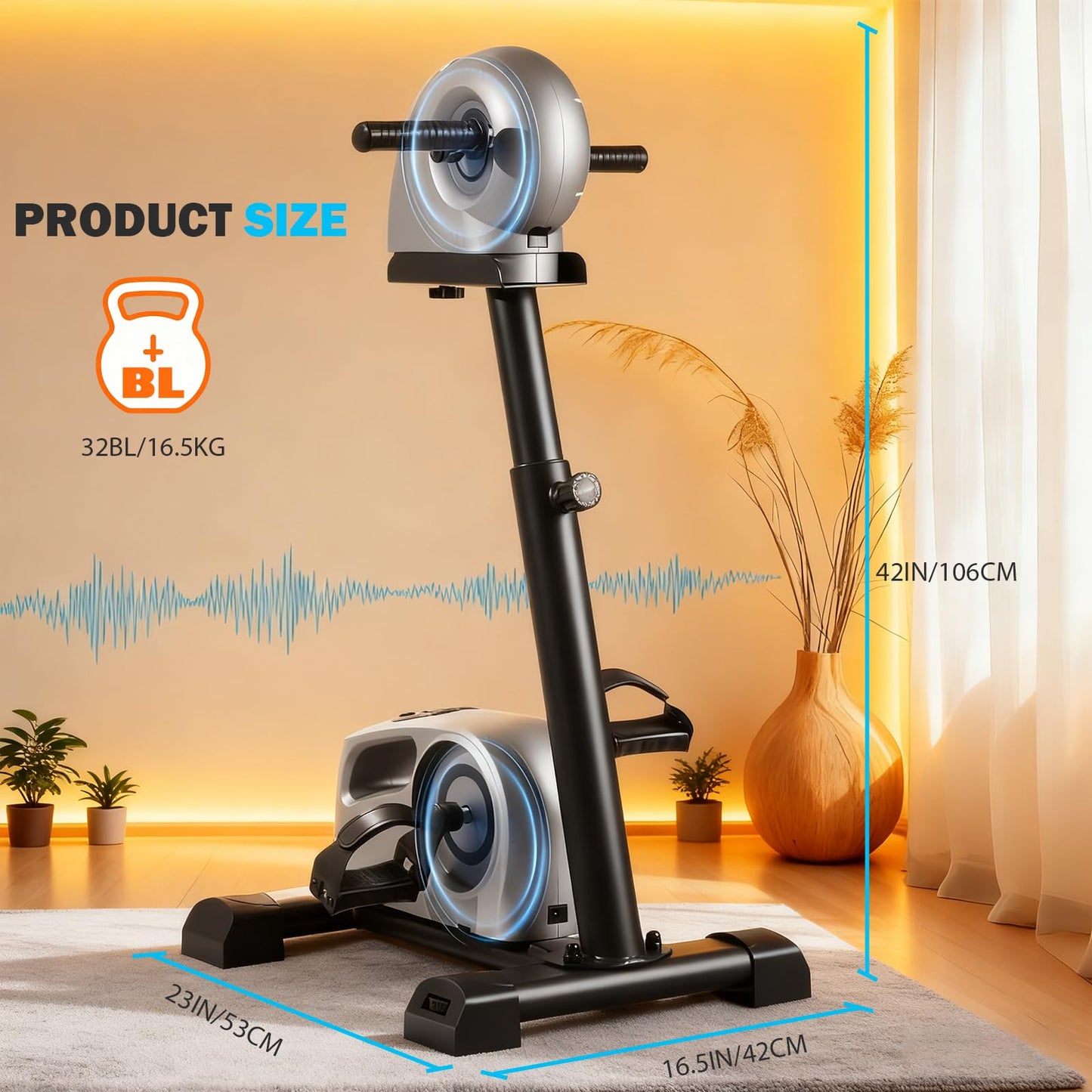Phyciser Motorized Exercise Bike for Physical Therapy with Leg Support & Stroke Hand Brace - Arm Leg Pedal Exerciser|Rehabilitation Equipment |Assists Legs, Knees, Feet and Arms|Seniors & Disabled