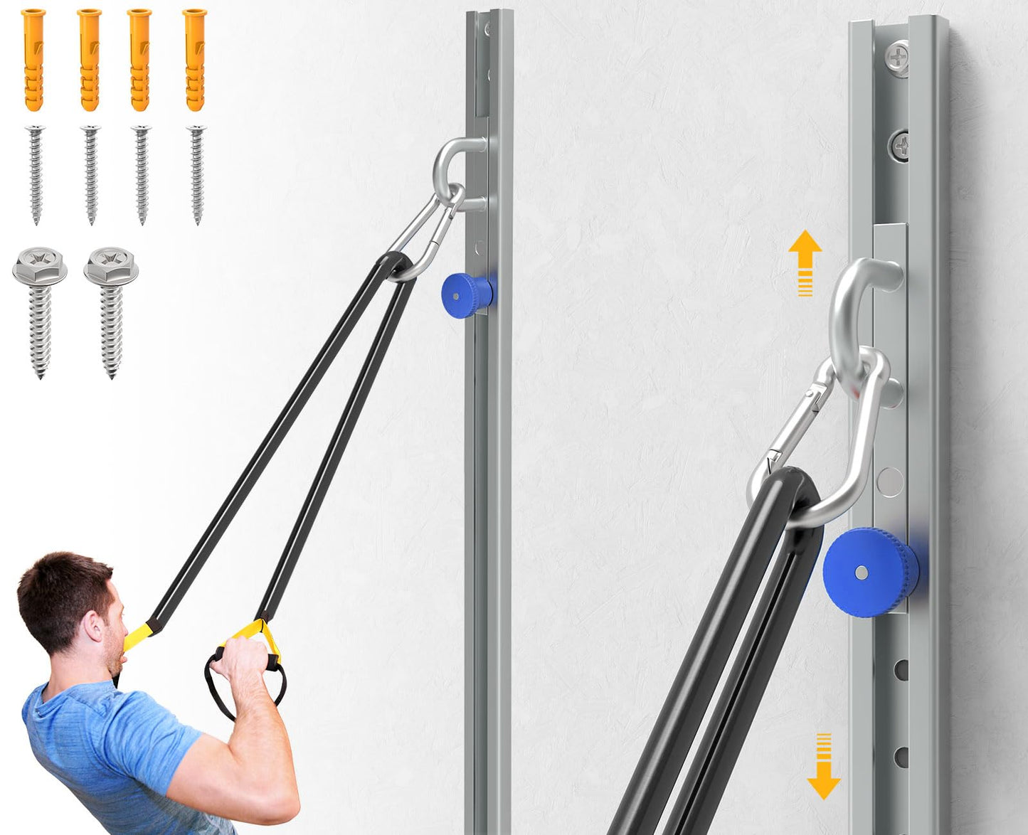 Wall Mount Anchor for Resistance Bands – Adjustable 40" Track with 35 Locking Positions, Heavy Duty Home Gym System – 400+ lbs Capacity, Hardware Included（1 Track）
