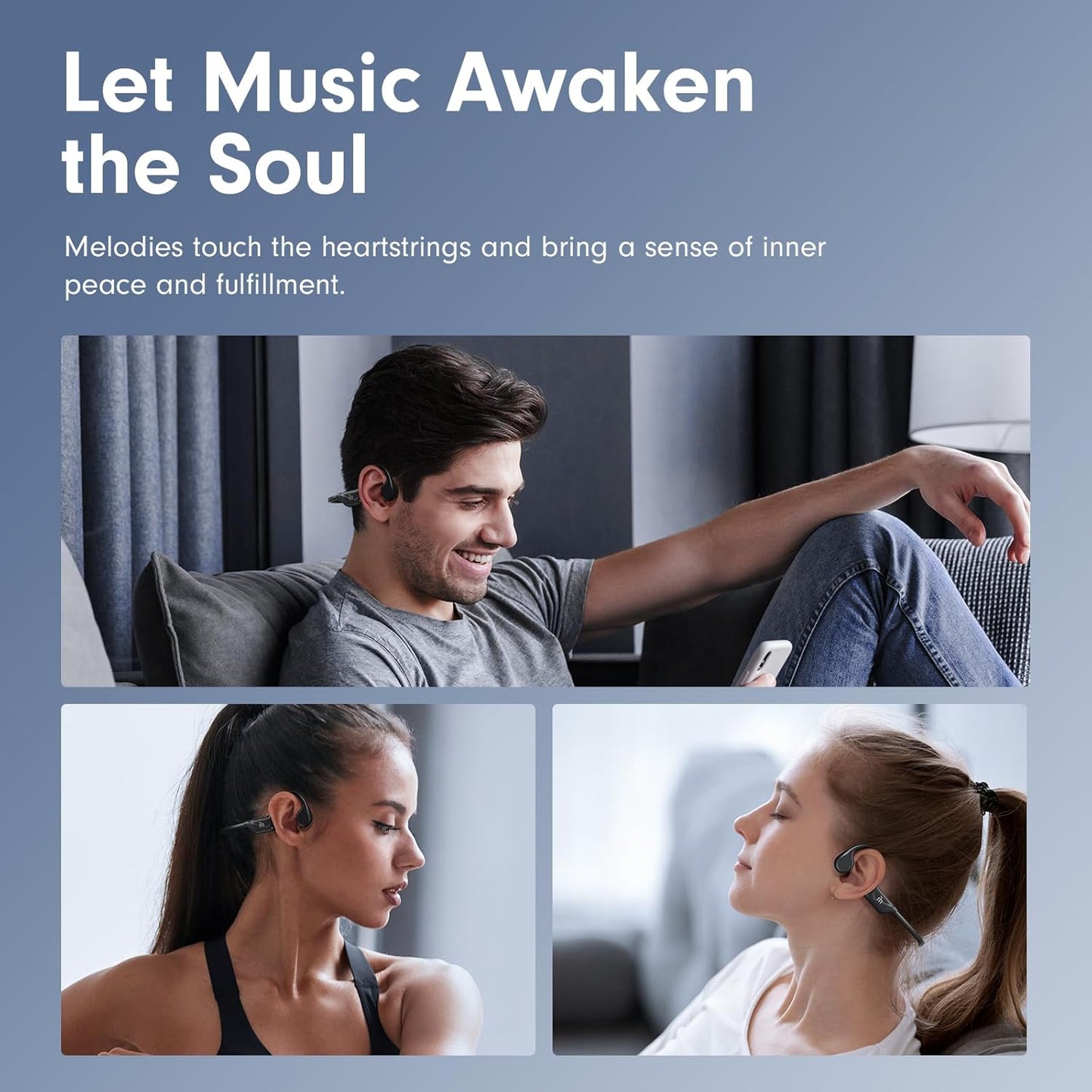 MRYTKY Bluetooth5.4 10H Bone Conduction Headphones,Open Ear Headphones with Mic,Wireless Headphones Playtime