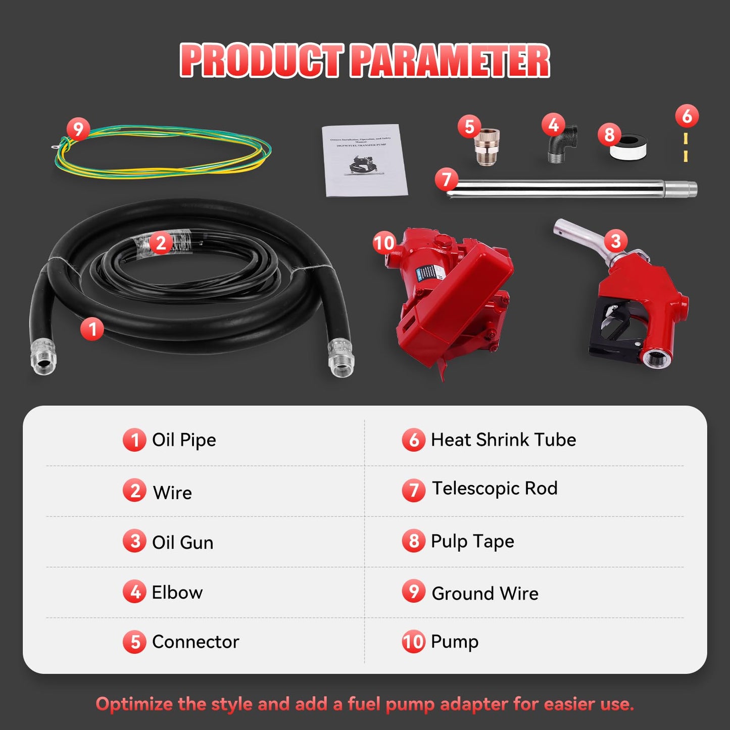 Fuel Transfer Pump, 12V / 20 Gpm, Explosion-Proof Fuel Pump with Elbow Connector, Diesel Transfer Pump, for Gasoline, Diesel, Kerosene, Ethanol & Methanol Blends, and Biodiesel