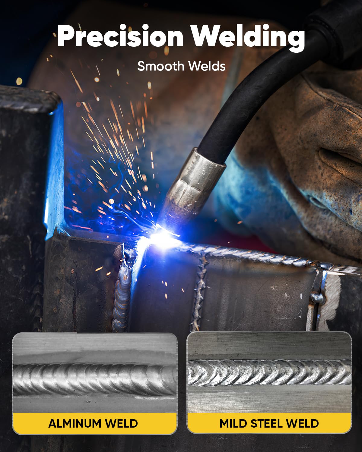 H HZXVOGEN MIG Welder, 250Amp 6 in 1 Gas MIG/Flux Core MIG/Stick/Lift TIG/Spot welding/Spool Gun 110V/220V Aluminum Multi Process Professional Welding Machine with LED Digital Display, 2T/4T