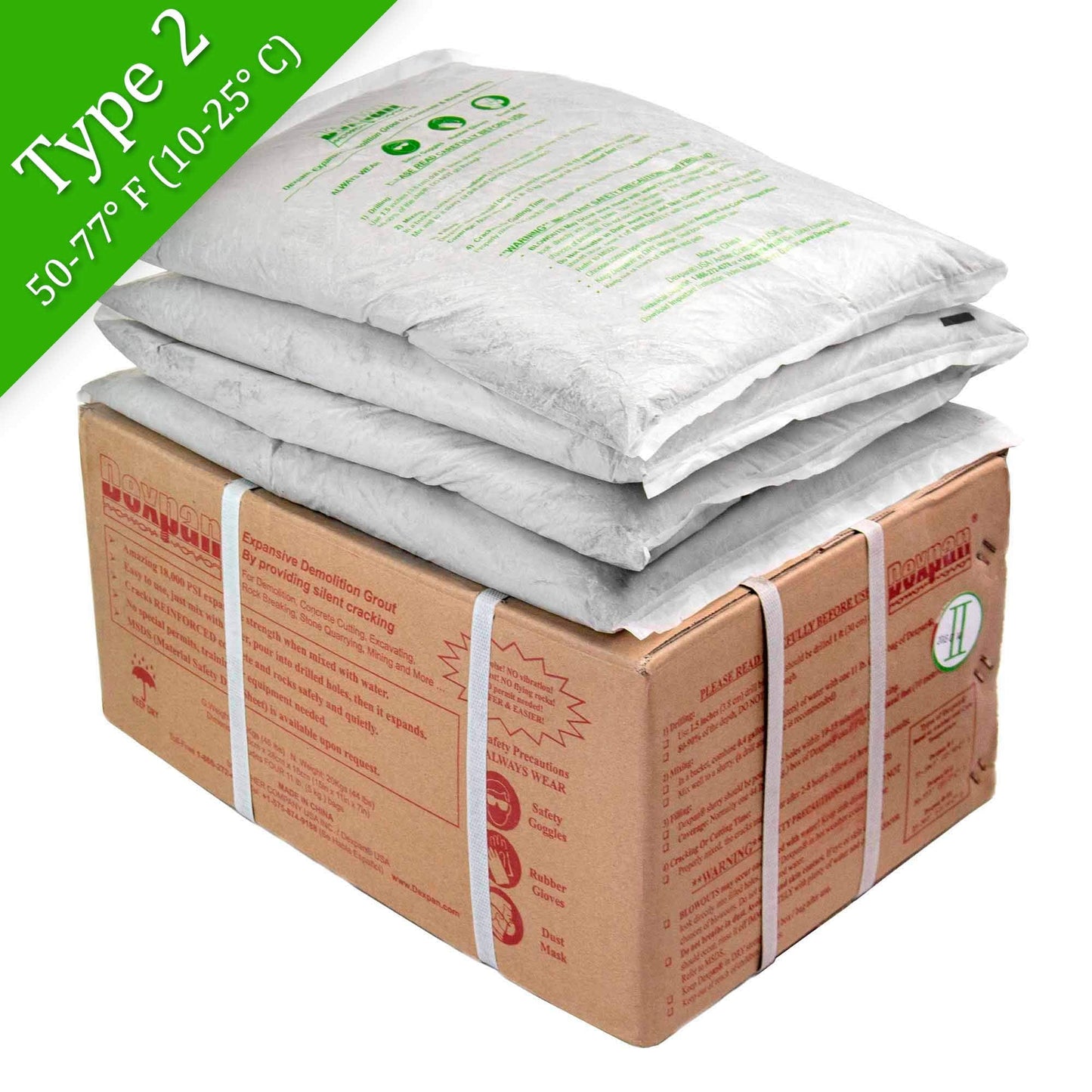 Dexpan Expansive Demolition Grout 44 Lb. Box for Rock Breaking, Concrete Cutting, Excavating. Alternative to Demolition Jack Hammer Breaker, Jackhammer, Concrete Saw, Rock Drill (DEXPAN44BOX2) (50F-77