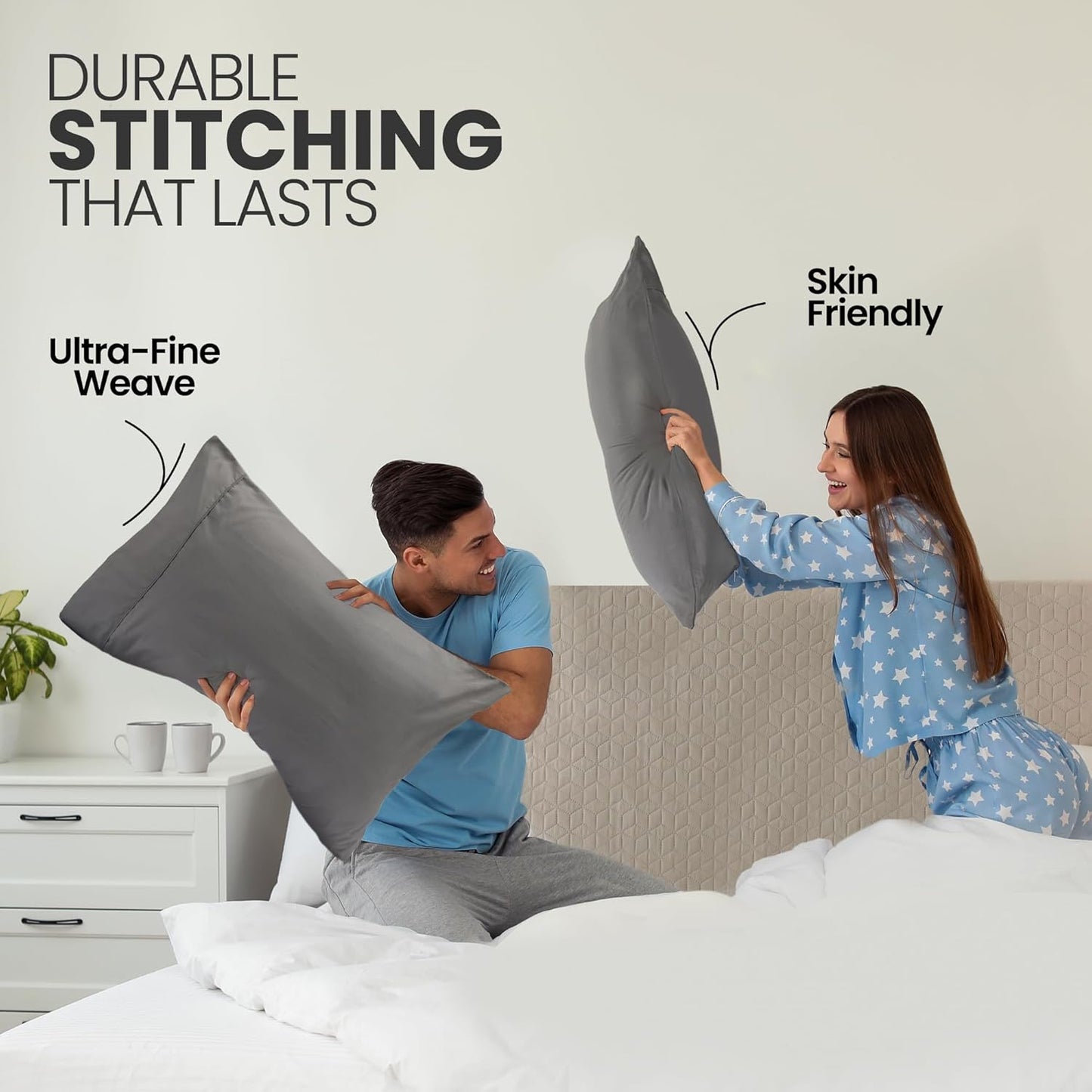 Utopia Bedding Pillow Cases - Soft Brushed Microfiber | Oeko-TEX Certified, 2-Pack, Queen Size, 20x30 Inches (Grey)