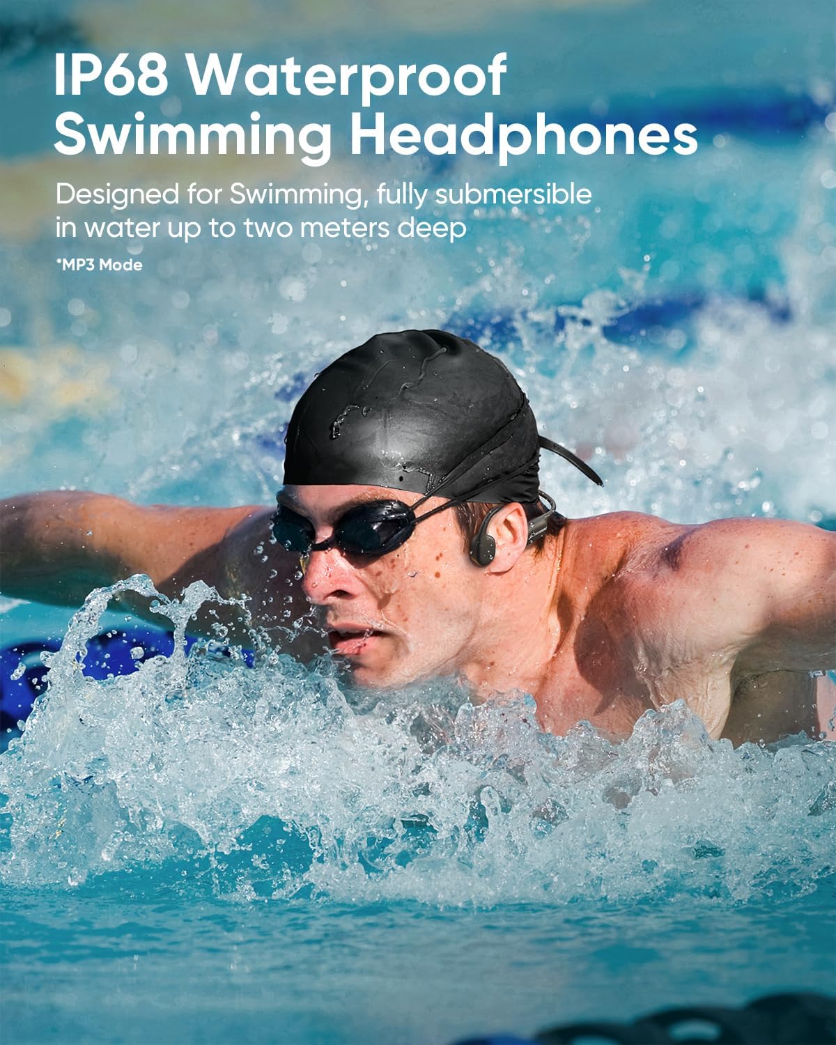 Swimming 5.4 Sports,IP68 32GB MP3 Player,Swimming SAMVEK Headphones, Bone Conduction Headphones, Bluetooth Wireless