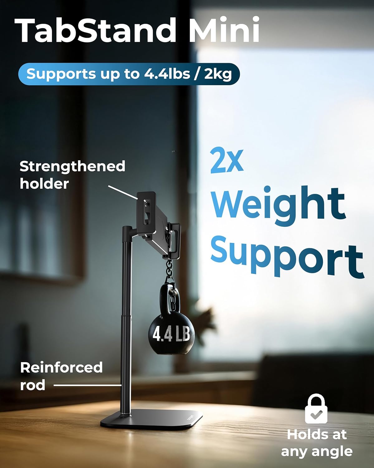 COOPER 10" TabStand Mini, Height Adjustable Tablet Stand, Ipad Stand for Desk, Portable Monitor Holder, Heavy Duty