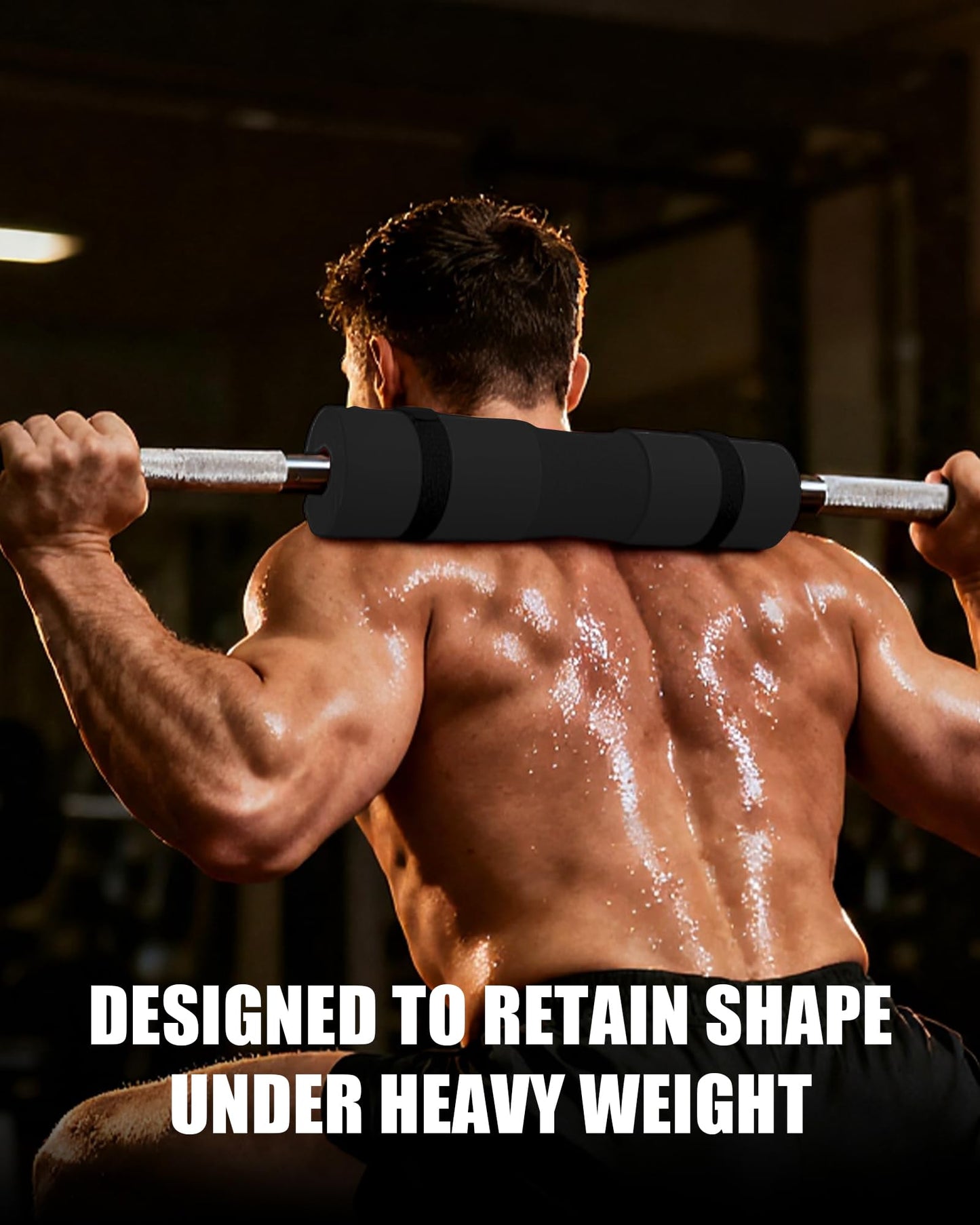Garvee Barbell Pad, Hip Thrust Pad for Leg Training, Non-Slip Thick Foam Squat Pad for Glute Support and Neck & Shoulder Protection with Two Straps, Fits All Olympic Barbell and Smith Machine, Black