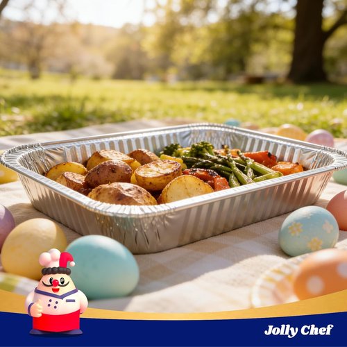 JOLLY CHEF 9x13 Aluminum Foil Pans - 30 Pack Disposable Deep Steam Pans for Roasting & Baking