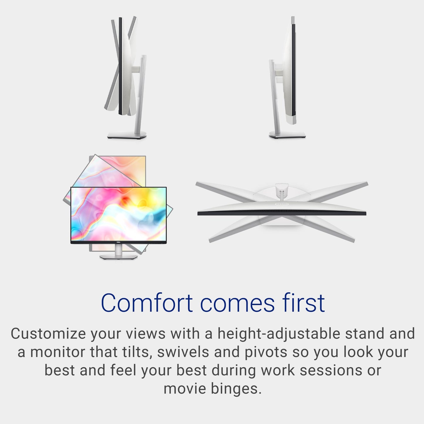 Dell S2722DC Monitor - 27-inch WQHD (2560x1440) 75Hz 4Ms Display, AMD FreeSync, Built in Speaker, USB Type-C Connectivity, Height/Pivot/Swivel/Tilt Adjust - Platinum Silver