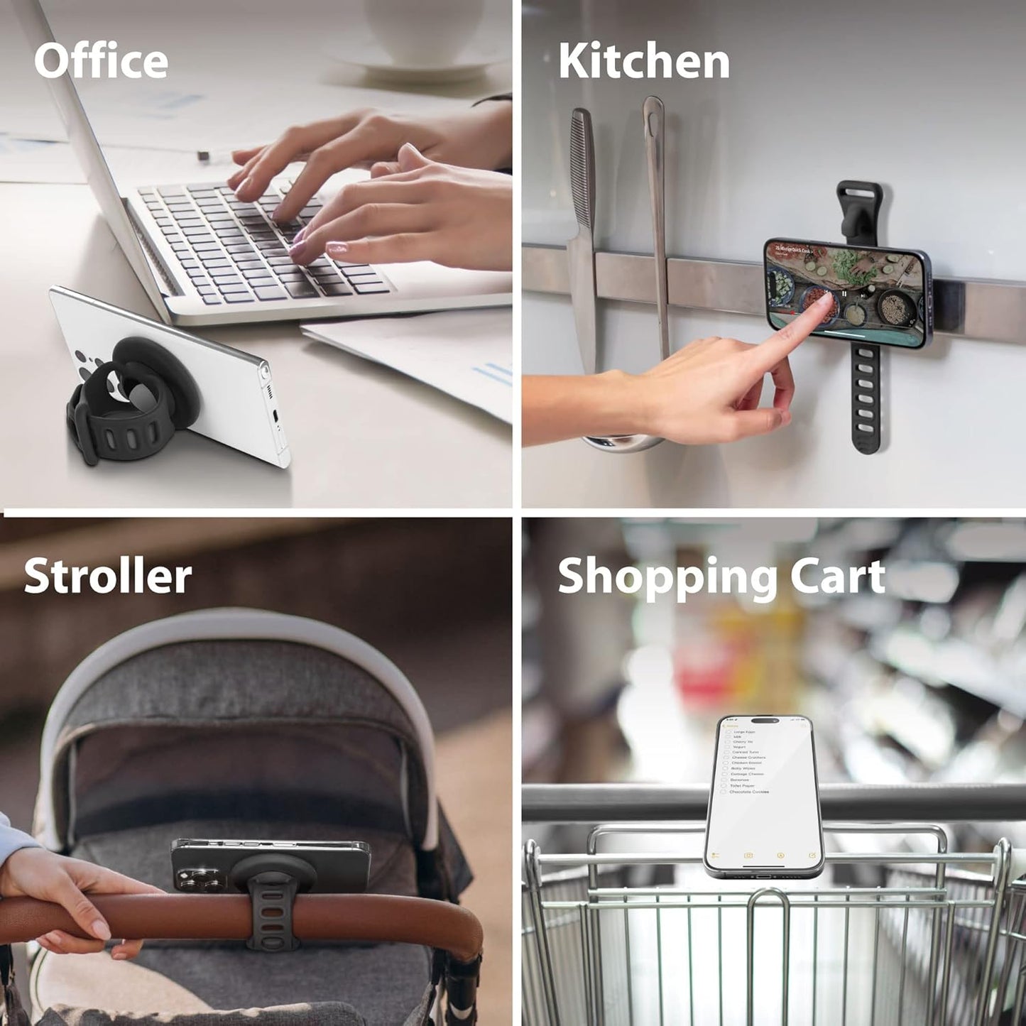 Bone Magnetic Gym Phone Mount, MagSafe Stroller Phone Holder for Workout & Indoor Cycling, Scratch-Free & Anti-Slip