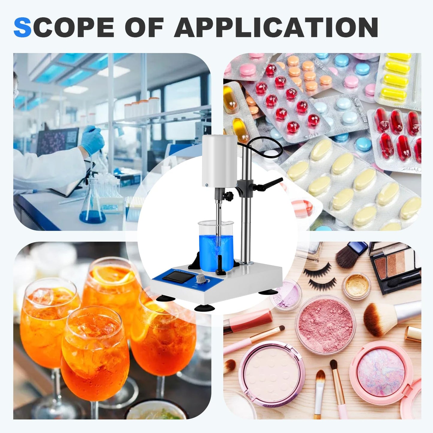 Consfly High Speed Homogenizer Lab Disperser Emulsifier 5~1500ml 110V Dispersion Mixer RCD-1A with 2 Extended Working Heads