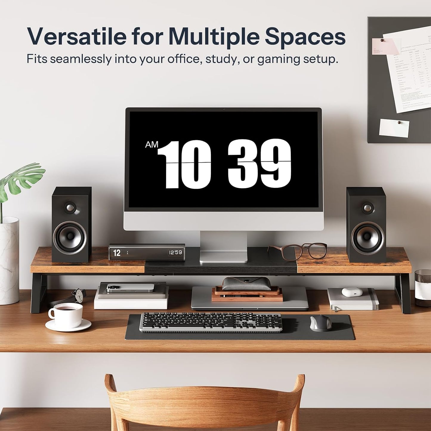 39 Inch 2 BF121CJ01 HOOBRO Dual Monitor Stand Riser, Large Computer Monitor Stand for Monitors, Computer Monitor Riser